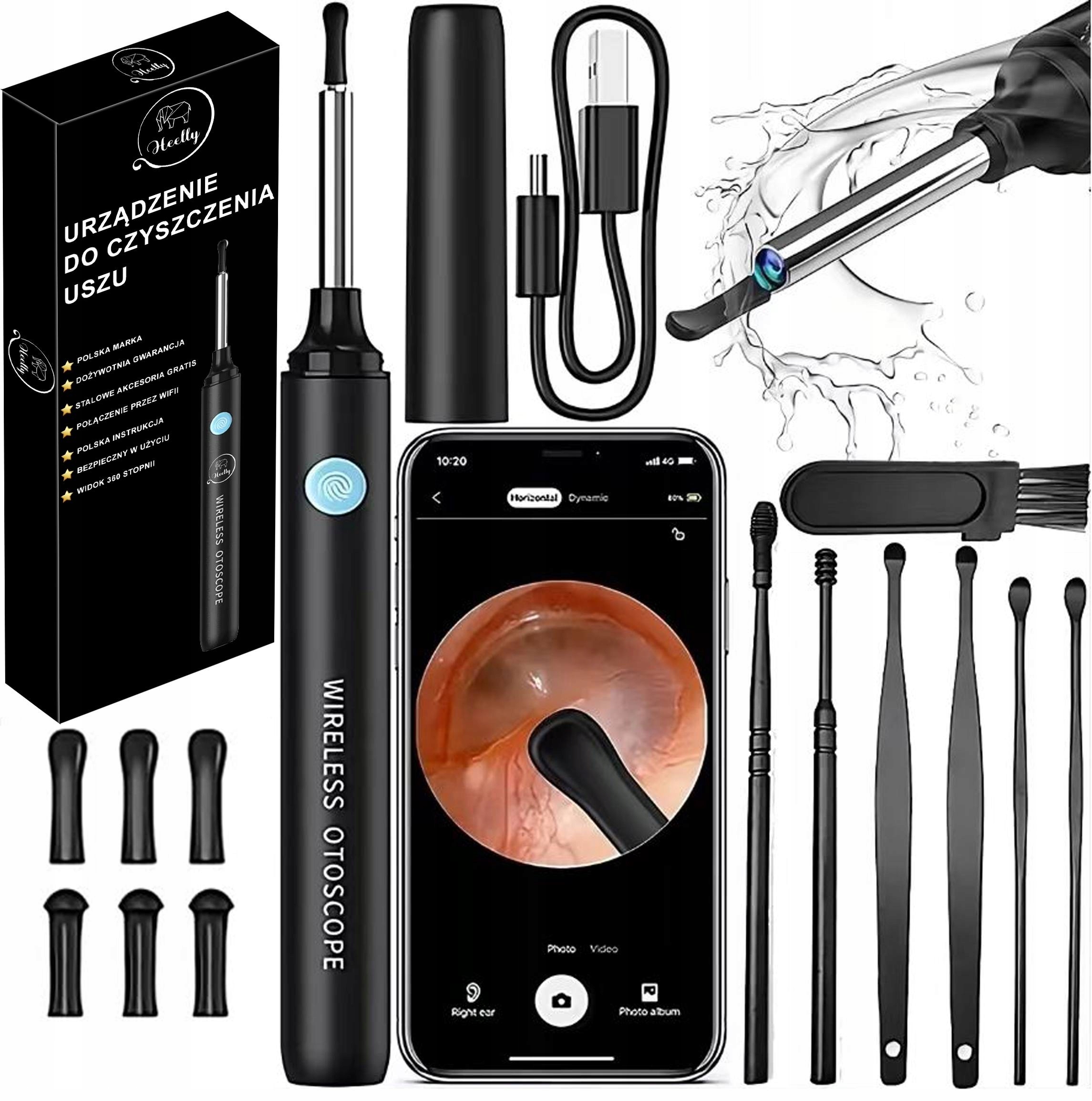 OTOSCOPE SMART CAMERA ЧИСТКА УШЕЙ ВОСК WIFI ПРИЛОЖЕНИЕ ЭНДОСКОП HEELLY
