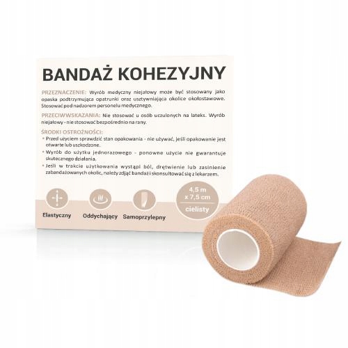 

Bandaż kohezyjny 4,5mx7,5cm kolor cielisty, 1szt.