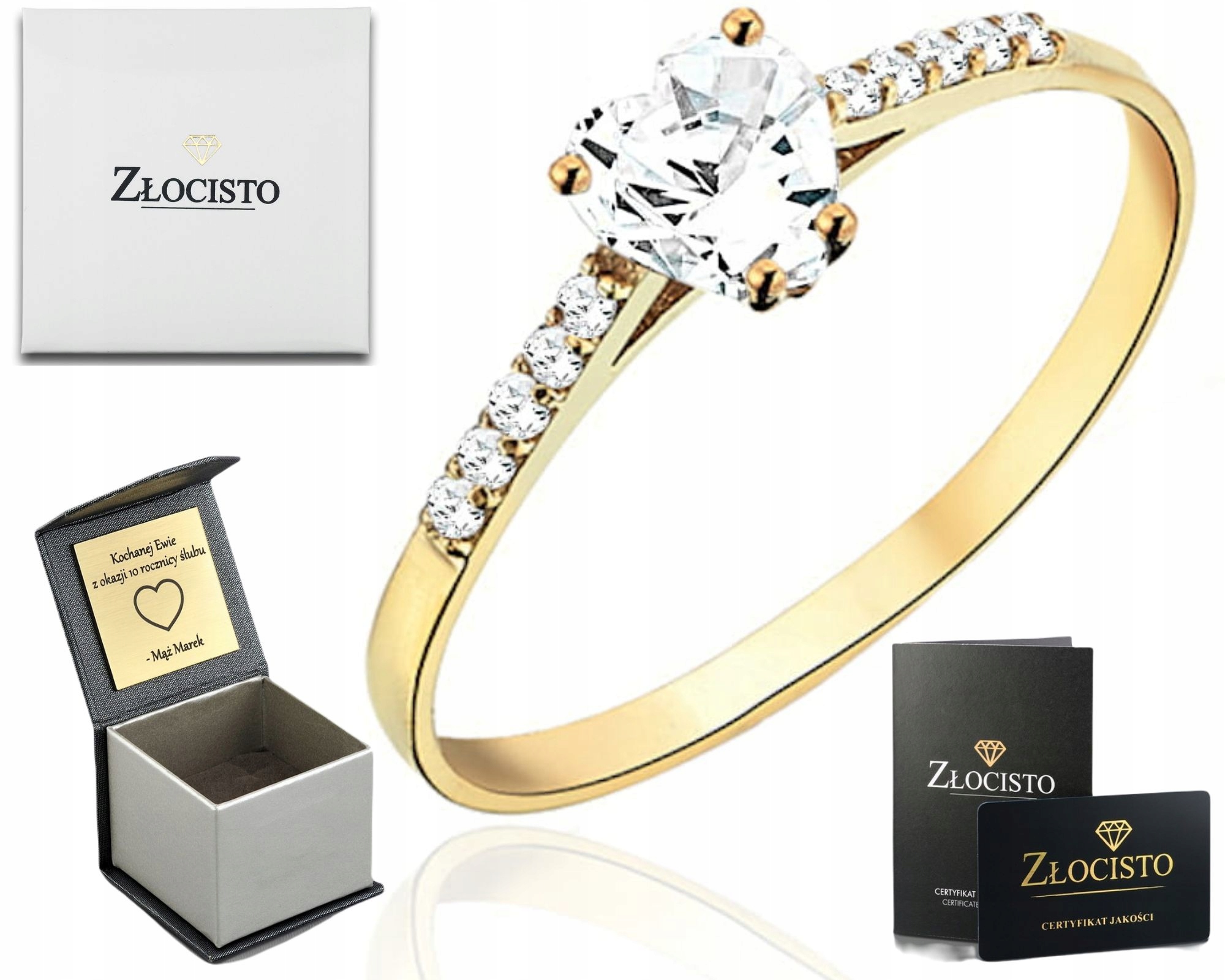 Zlatý Prstýnek Srdce Zirkony Klasika Dárek Zásnuby Ryzost 585 Zlato