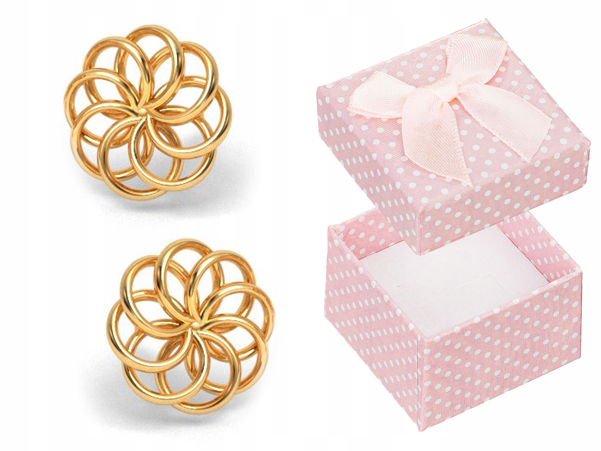 Stříbrné Náušnice Pozlacená kolečka Zlaté ažurové šroubky Kolečka 9 mm Stříbro 925