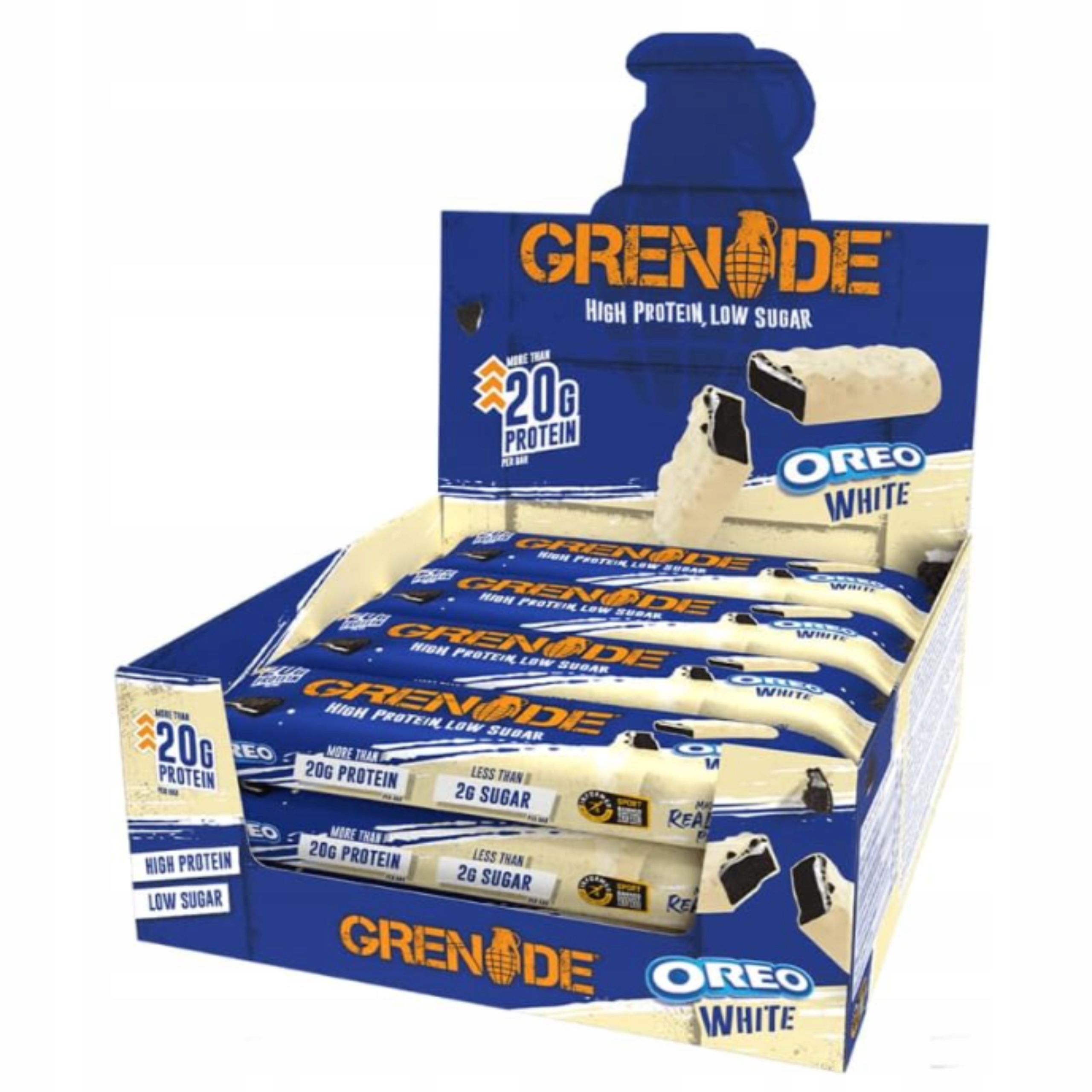 Levně Proteinová Tyčinka Grenade 60 g Oreo White Bílá Čokoláda Low Sugar 12 Ks