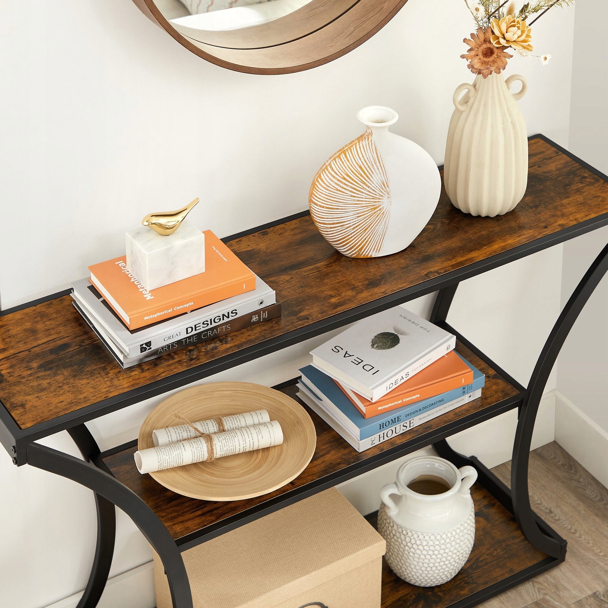 KONSOLA LOFT VINTAGE RUSTYKALNA INDUSTRIALNA PÓŁKA Wysokość mebla 80.23 cm