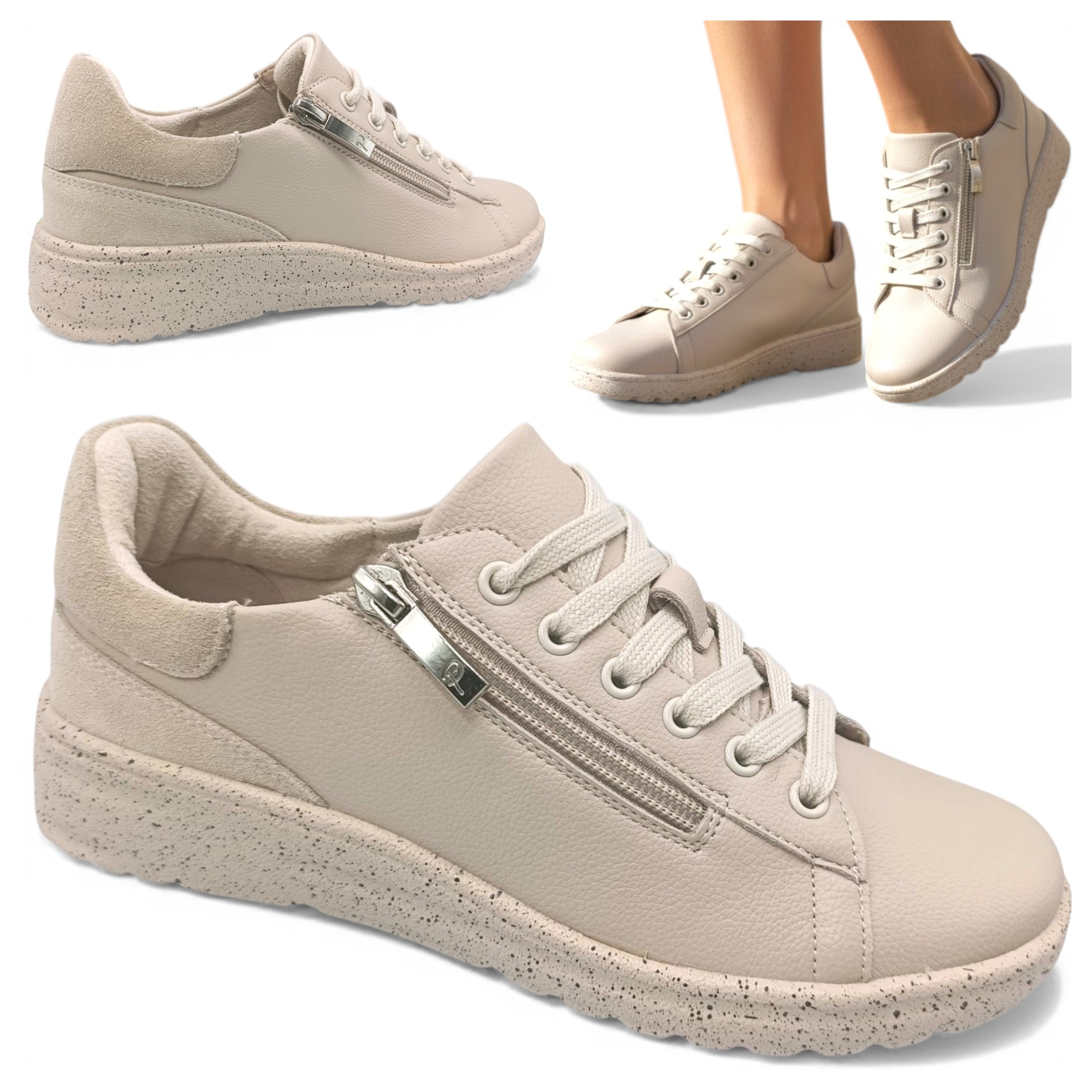 Dámské kožené tenisky 41 Potocki S vázáním Polobotky Lehké Jarní Béžová