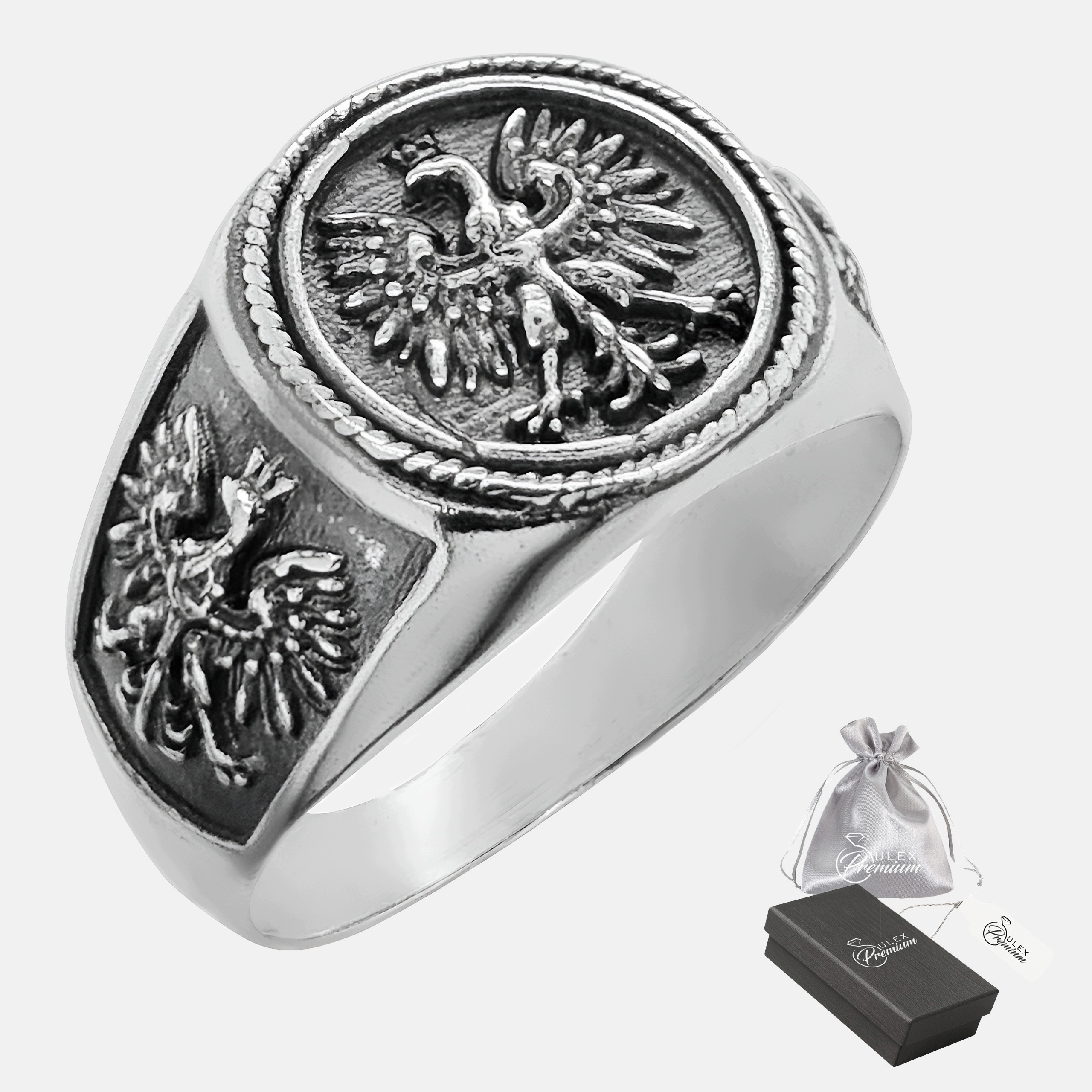 Signet Vlastenecký stříbro ryzost 925 Prsten Polské orli Dárek vel. 18