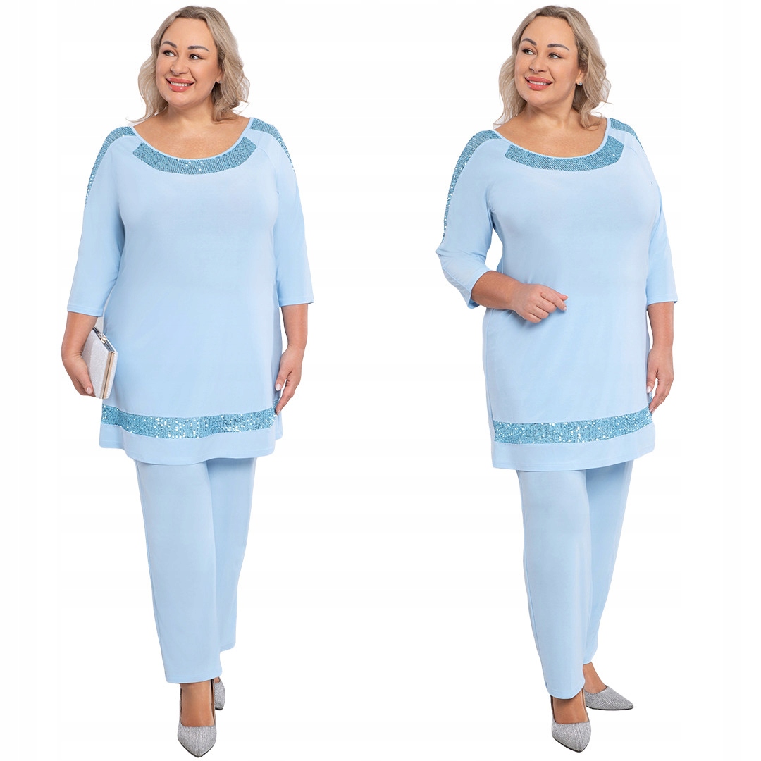 Modrý komplet s flitry, velikost 46