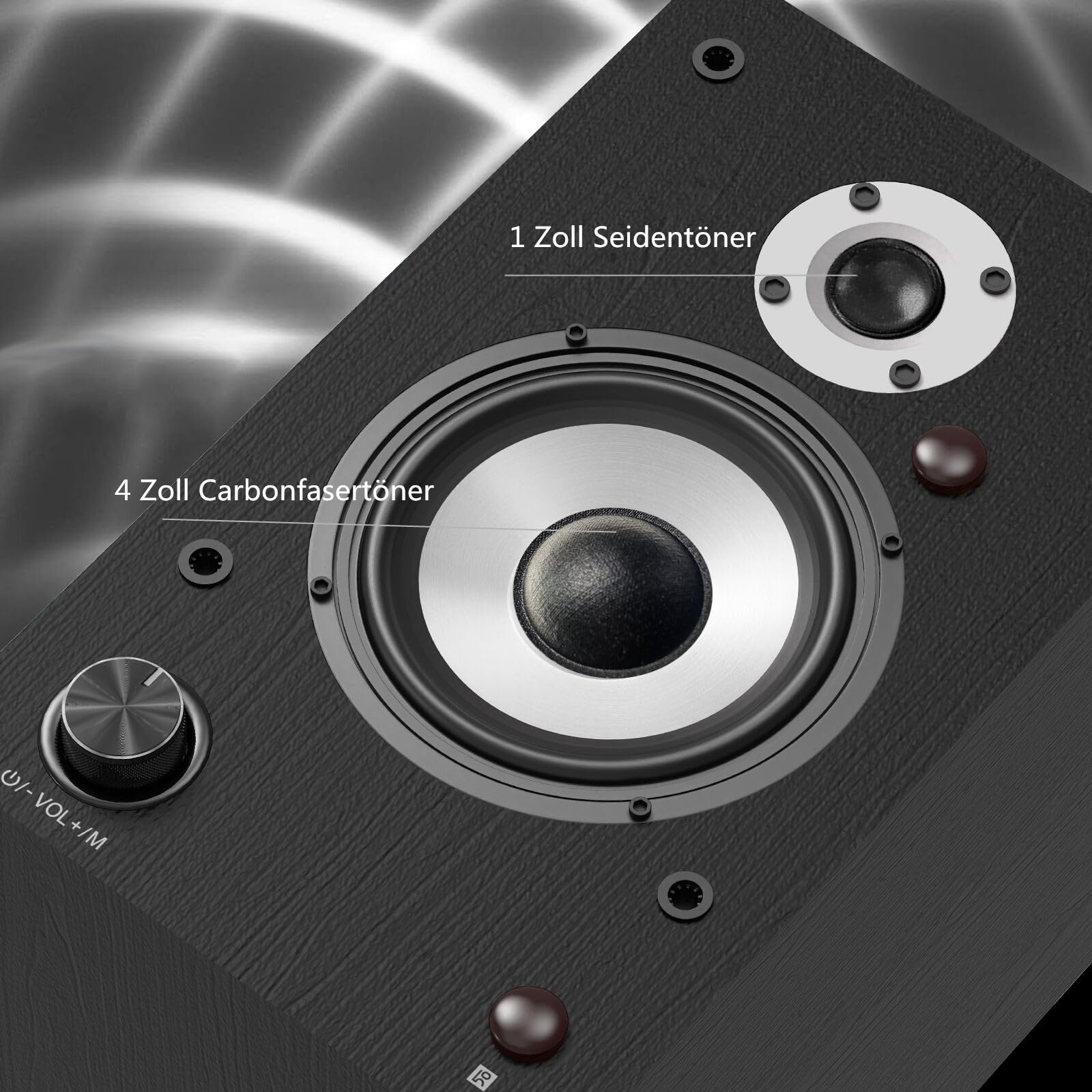 HANLIM Aktywne Głośniki Bluetooth HiFi 100W USB AUX Optyczne RCA Czarne — miniatura 3