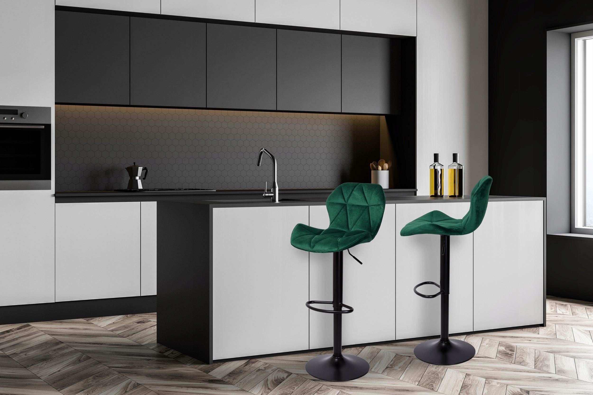 HOKER WELUROWY KRZESŁO BAROWE OBROTOWE WELUROWE LOFTOWE Z REGULACJĄ ZIELONE Kod producenta 322420MG