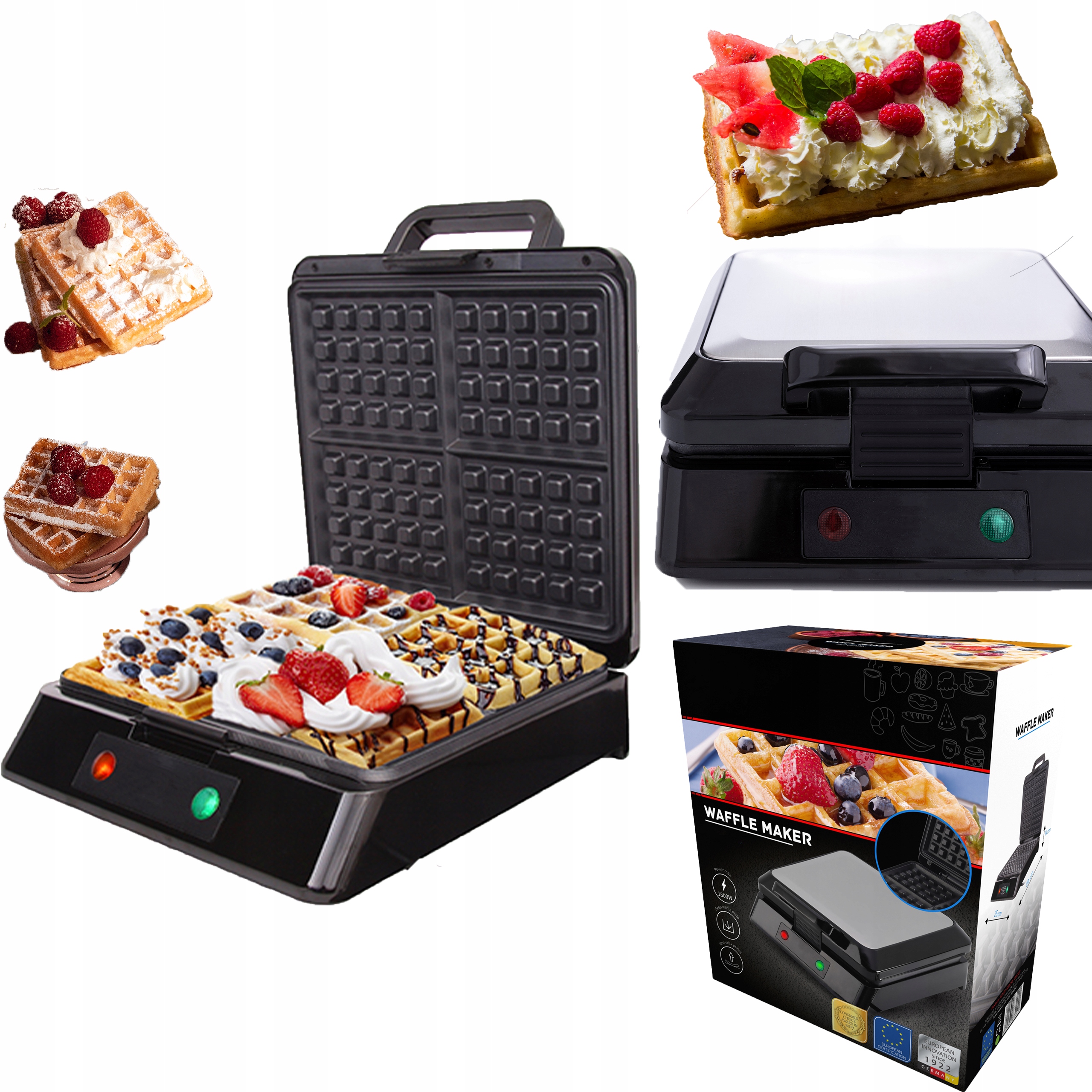 

Gofrownica 4 Chrupiące Gofry XXL Duża Moc 1500W