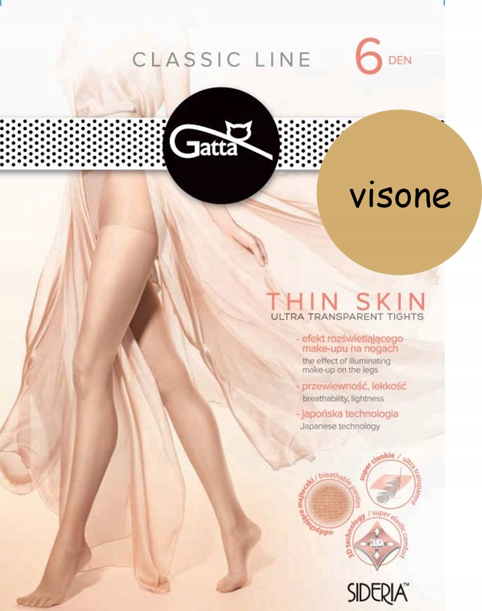 

Gatta rajstopy Thin Skin 6 den visone 4 L
