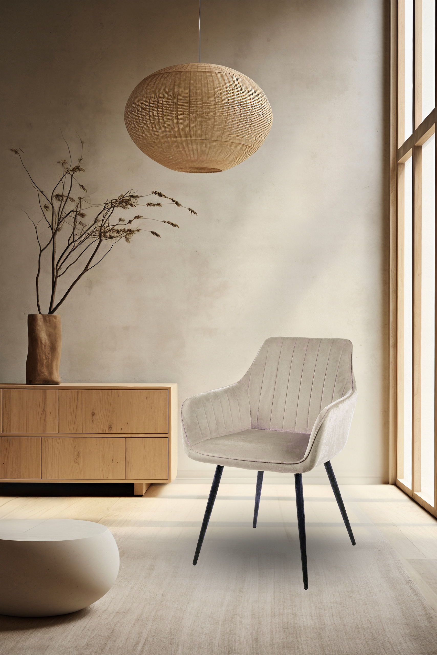 KRZESŁO TAPICEROWANE GLAMOUR FOTEL SALON JADALNIA WELUR MARIA KT203 TAUPE Głębokość mebla 57 cm