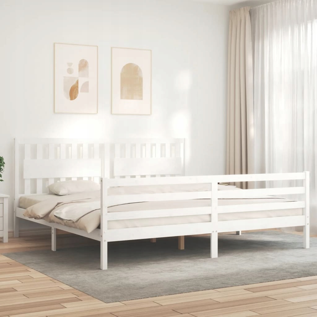 Rám postele s čelem, bílý, 200x200 cm, lite d