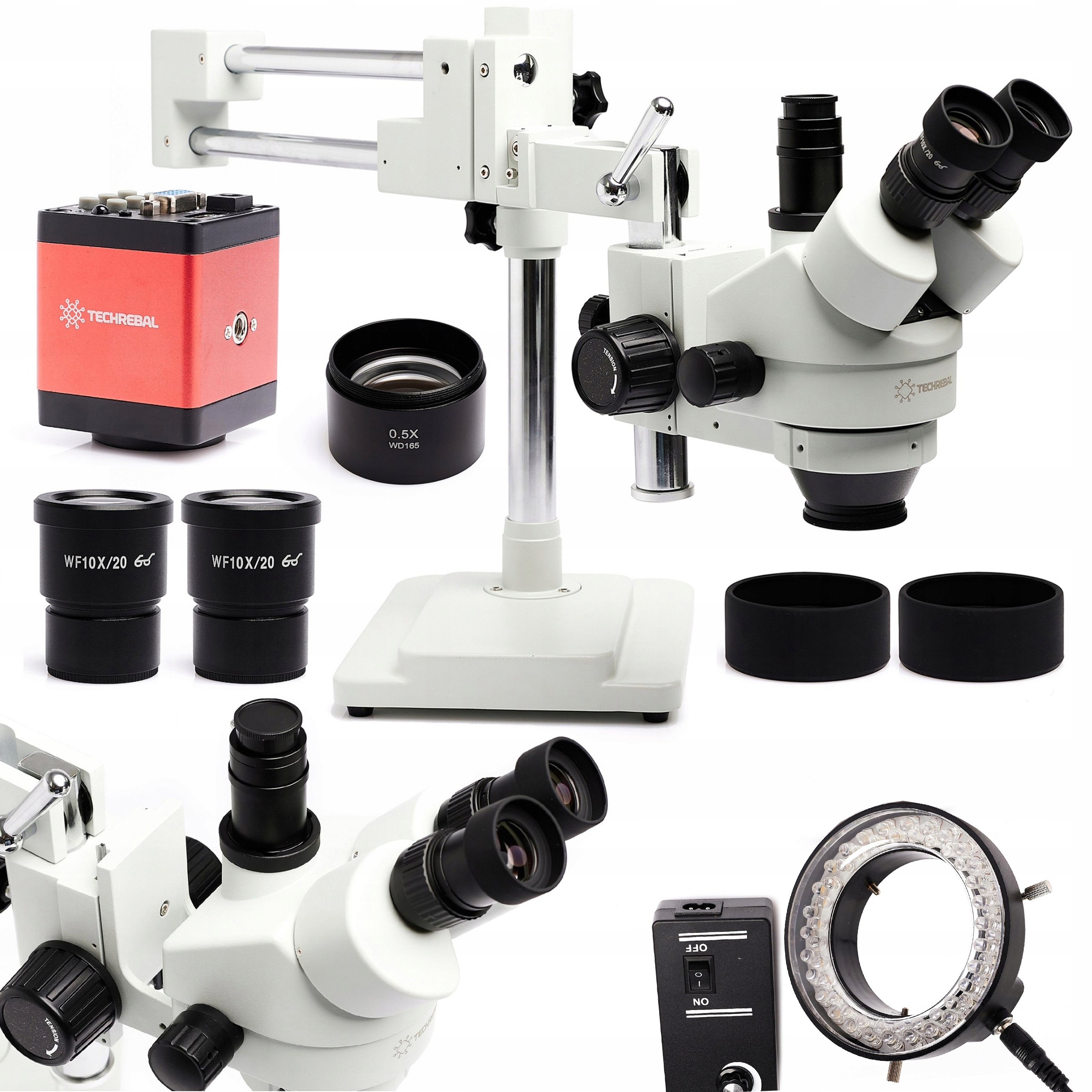 Stereoskopický Trinokualrový Mikroskop 10HW Kamera Full Hd Čočka Sada