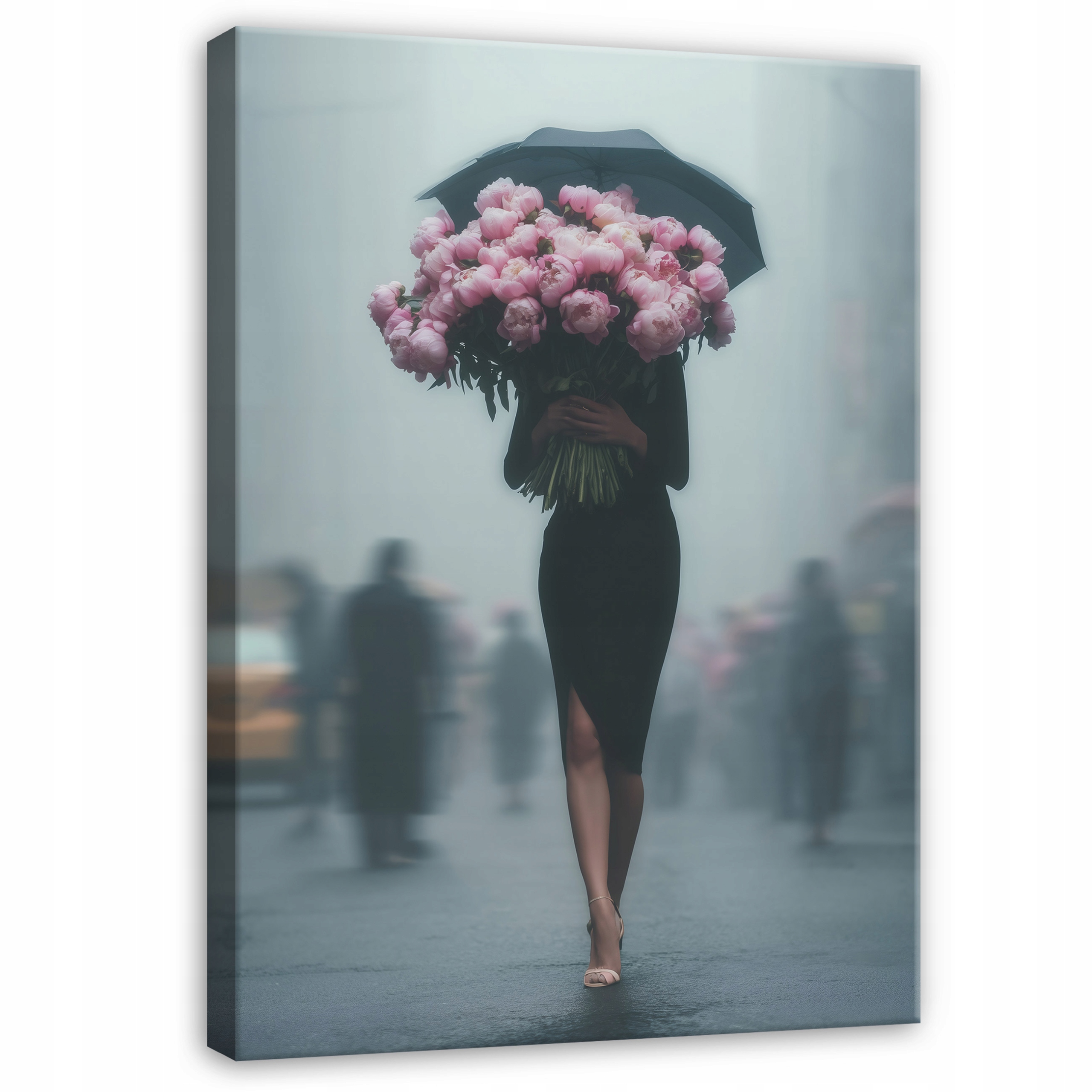 Šedý Obraz Žena S Kyticí Mlha Do Předsíně Kanceláře Moderní 100x70