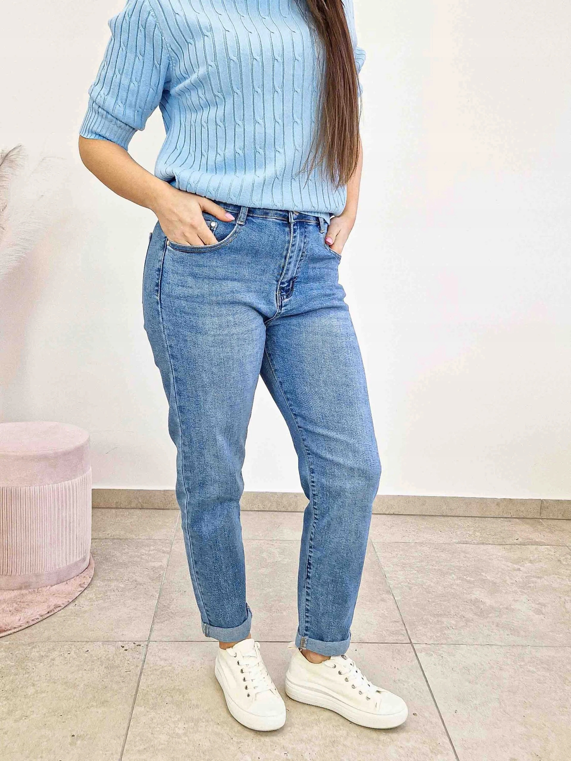 Klasické dámské džíny s vysokým pasem, velikost 40