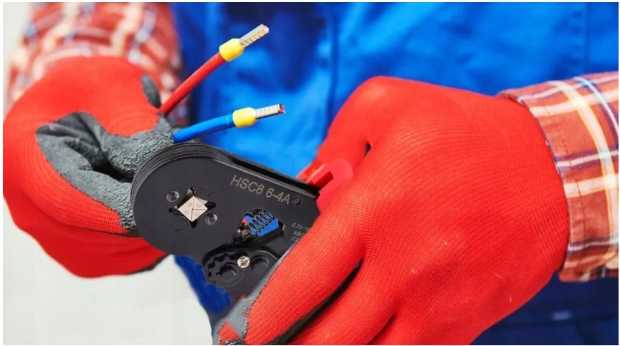 ZACISKARKA PRASKA KONEKTORÓW TULEJEK KOŃCÓWEK KABLI PRZEWODÓW ZESTAW x1200 Kolor czerwony