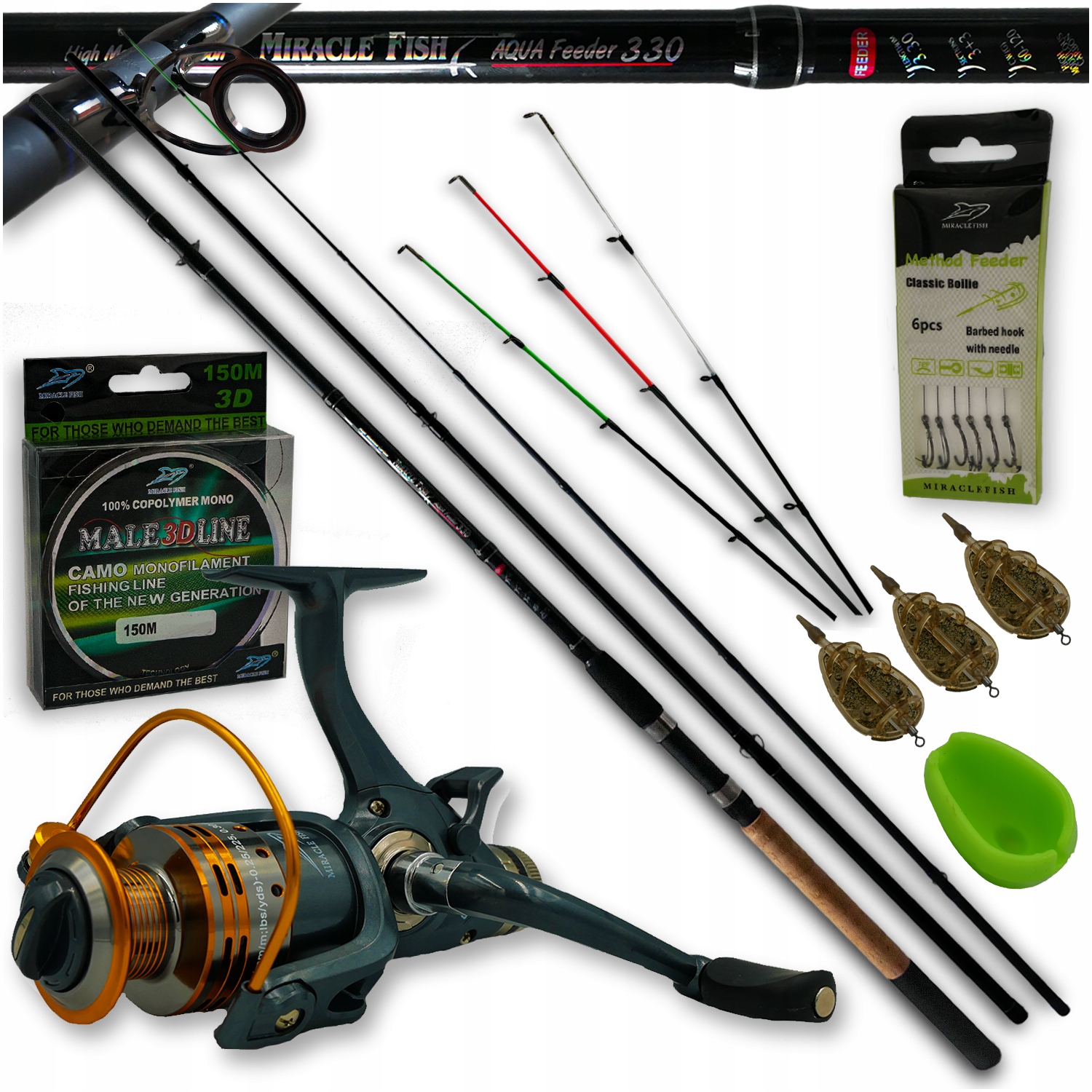 Zestaw Feederowy Method Feeder Wędka Kołowrotek Koszyczki Przypony Żyłka