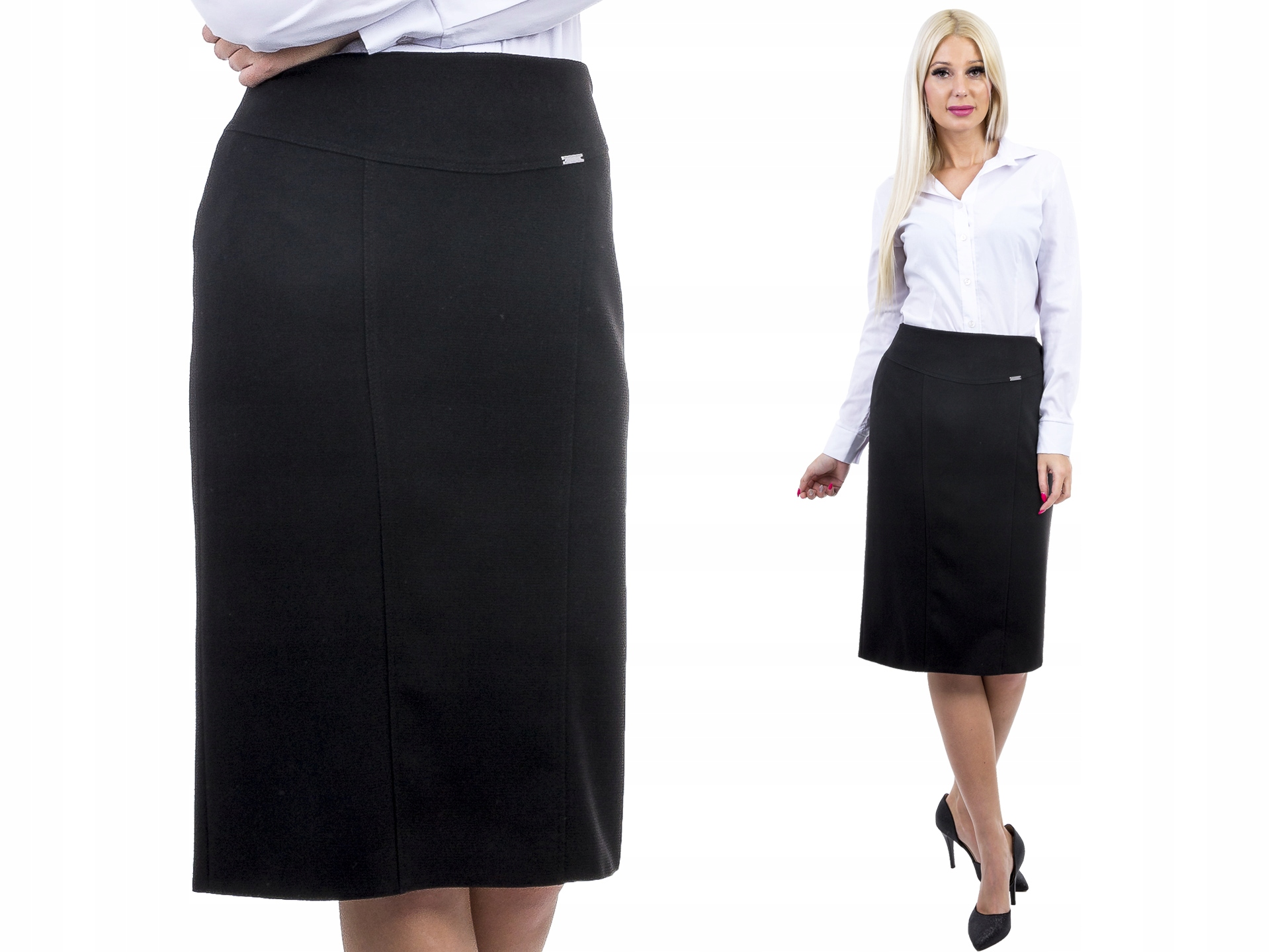 

D367 Spódnica Ołówek Gładka Czarna r. 44