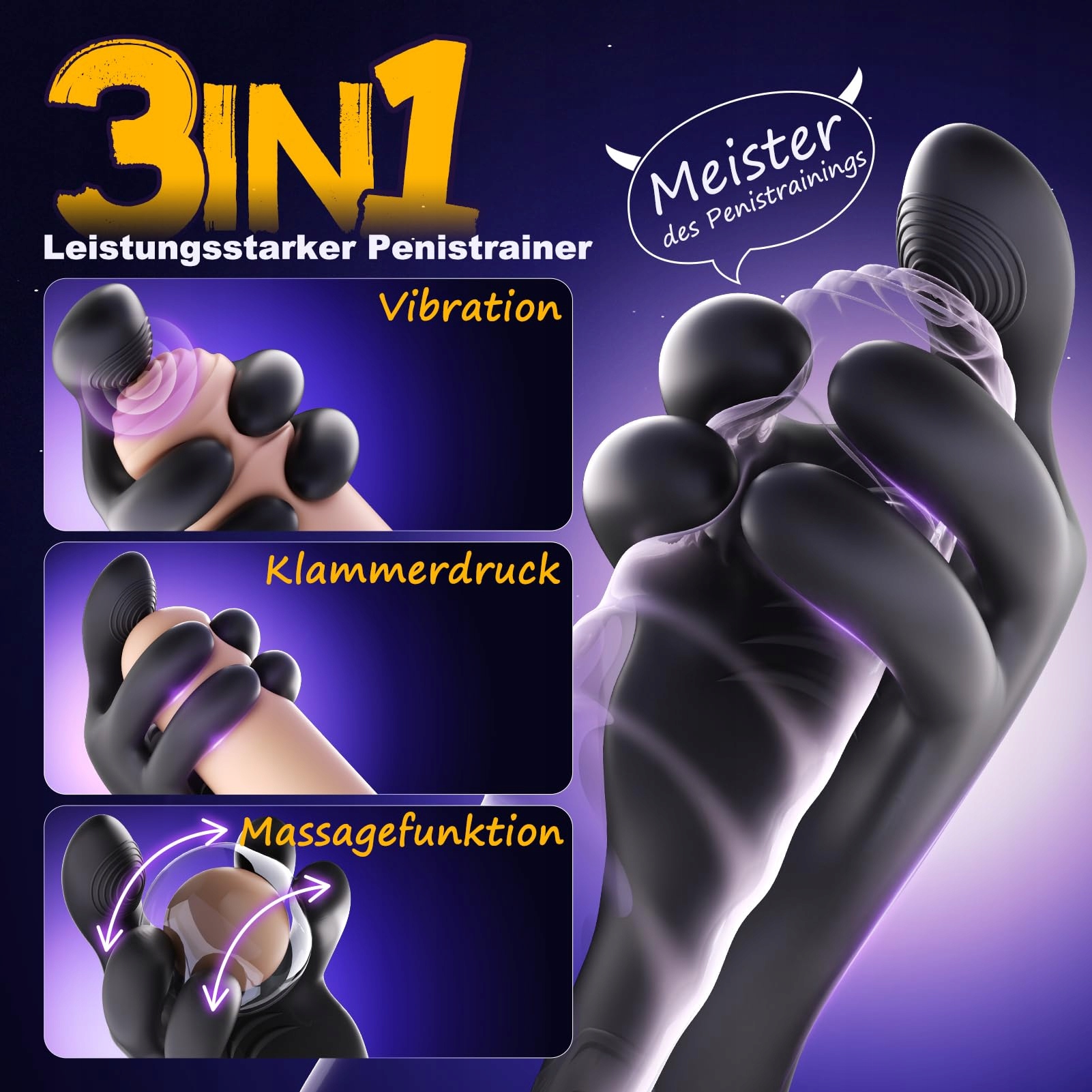 MAGIC HAND Masturbator Elektryczny Dla Mężczyzn 10 Trybów Wibracji i Ucisku — miniatura 5