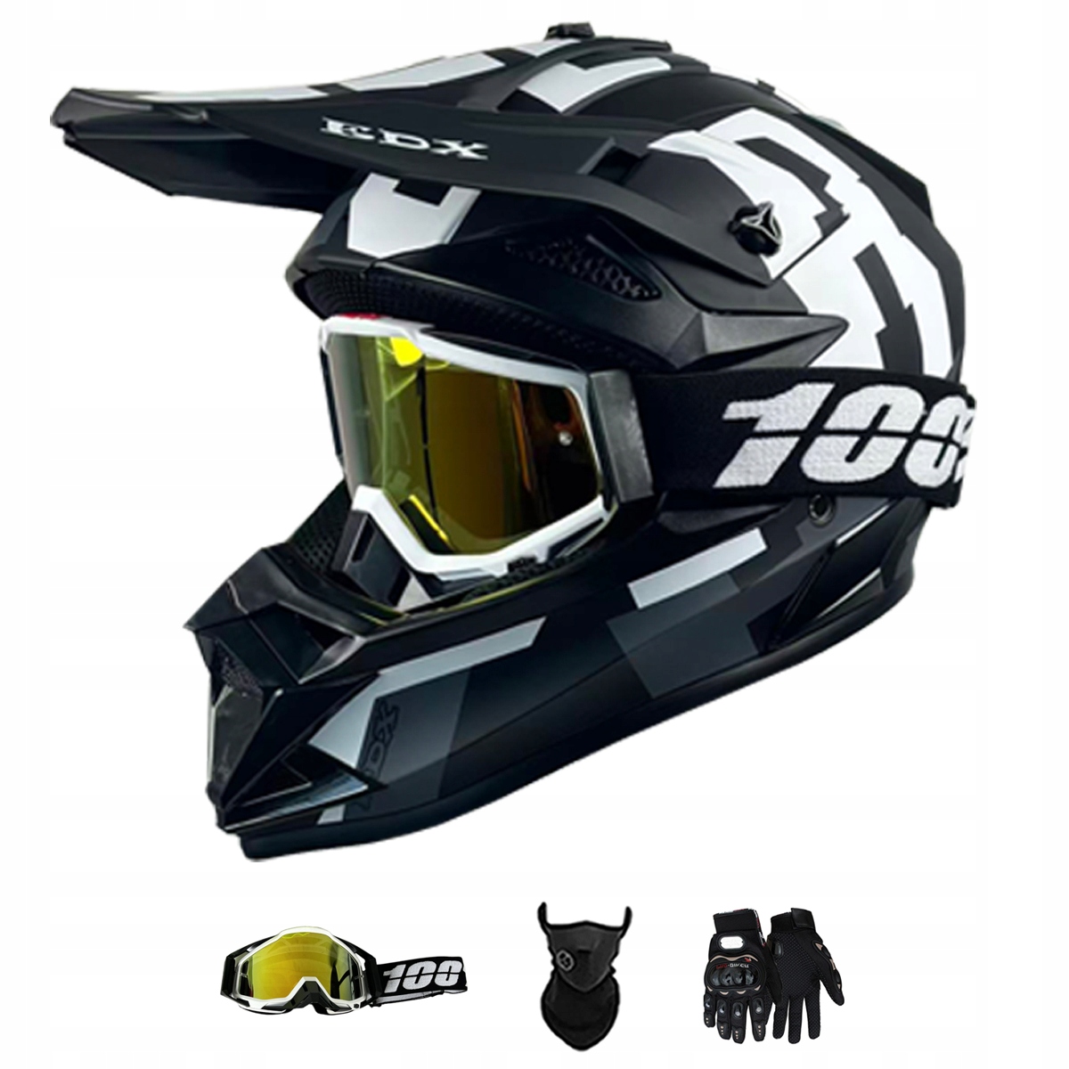 Motocyklová Přilba Lehká Enduro Quada Brýle Rukavice Maska M