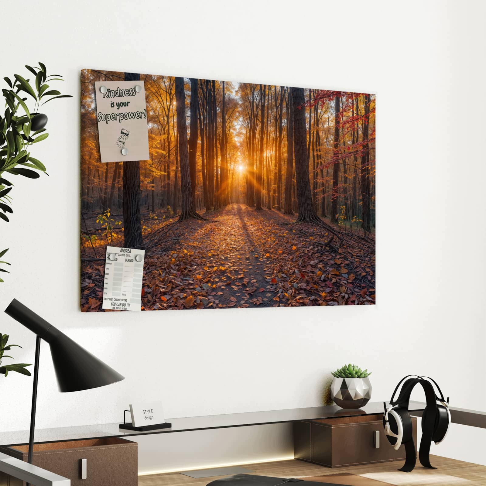 Magnetická tabule Západ slunce Les 60 × 40 cm