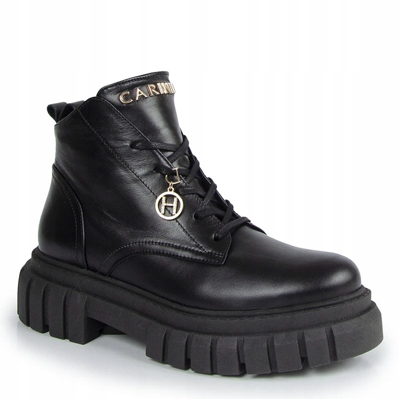 Carinii B10060 Černé Kožené Kotníkové Boty 39