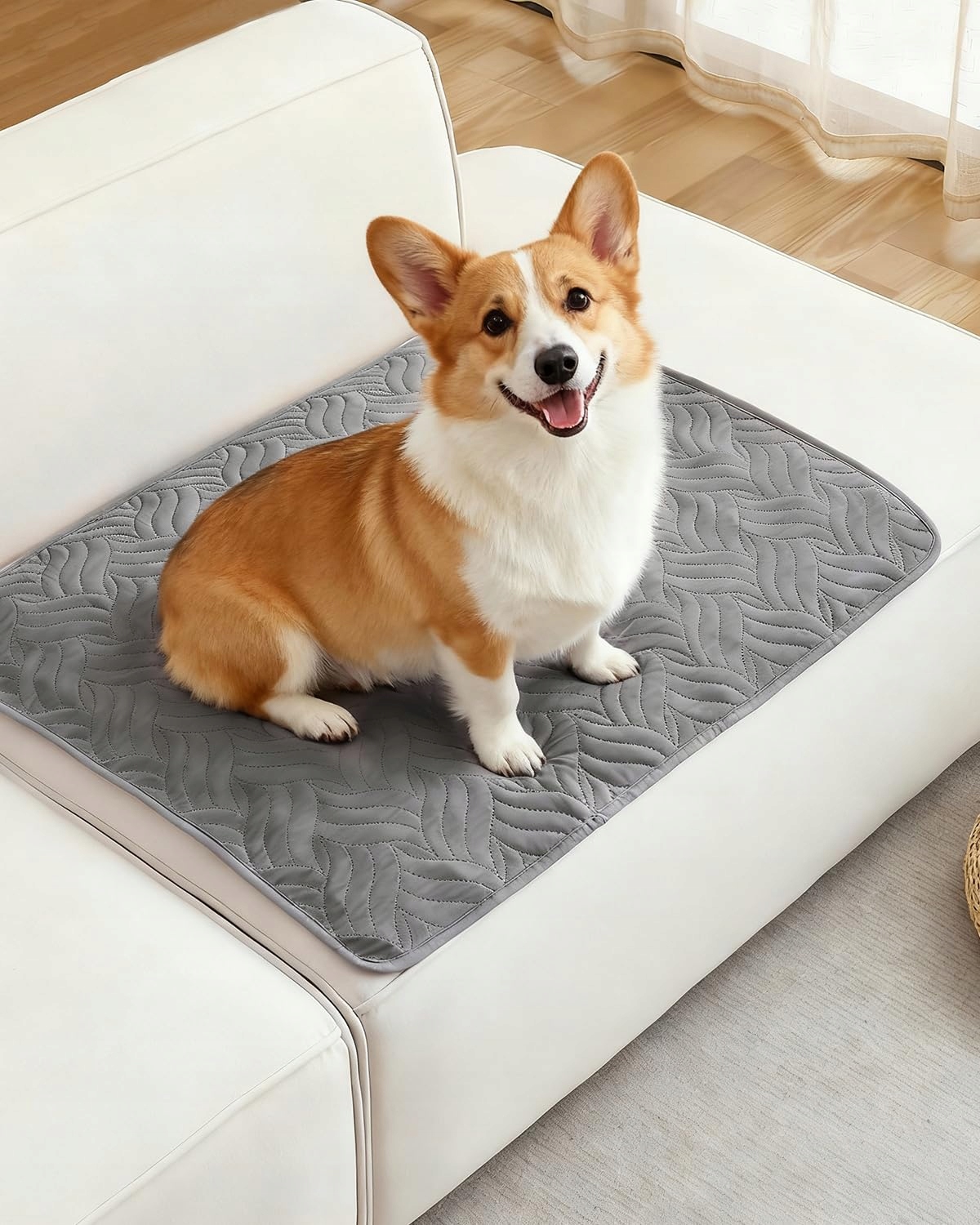 Vicbinly Voděodolná podložka pro psa Ochrana gauče a auta 80x60 cm Šedá