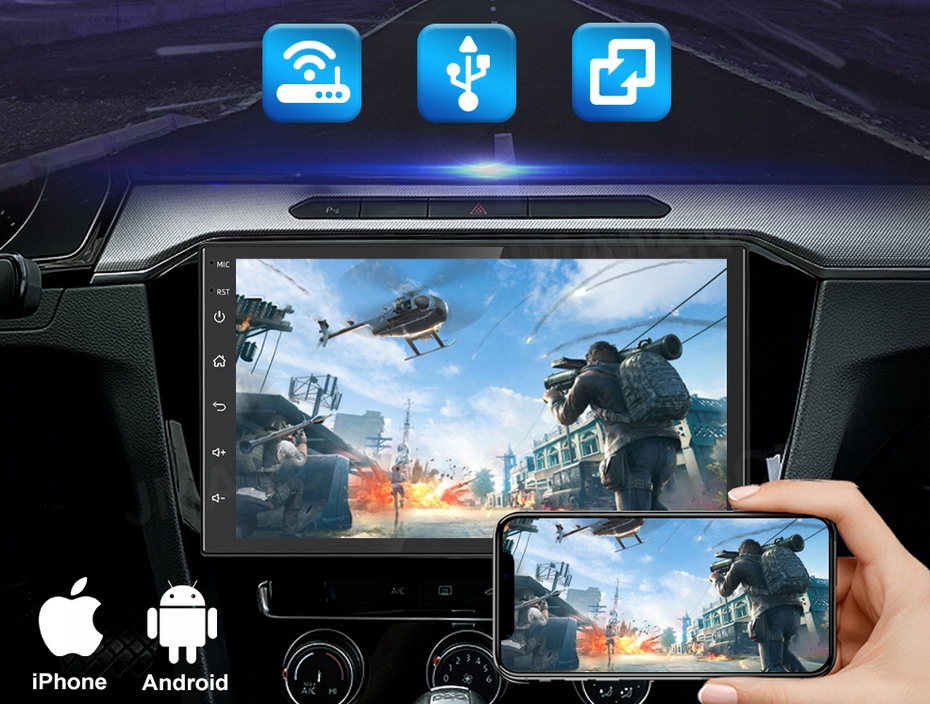 RADIO 2 DIN MONITOR 9" CARPLAY ANDROID BT Model M9001