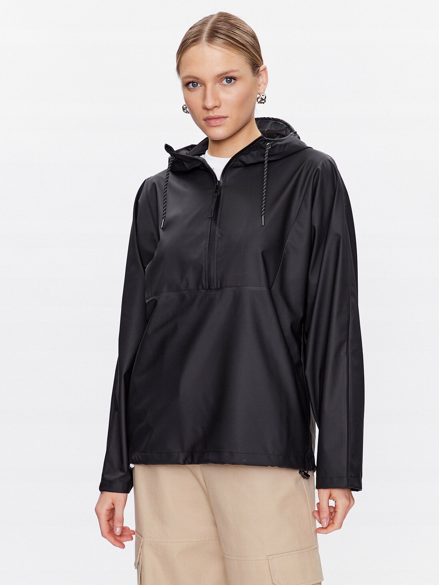 Rains Kurtka anorak 18030 Czarny Casual Fit
