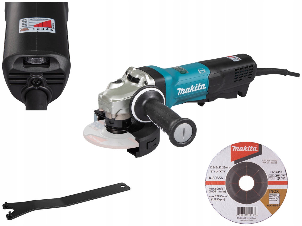 Makita Szlifierka kątowa 125mm z regulacją 1900W Płynny Start GA5093X01
