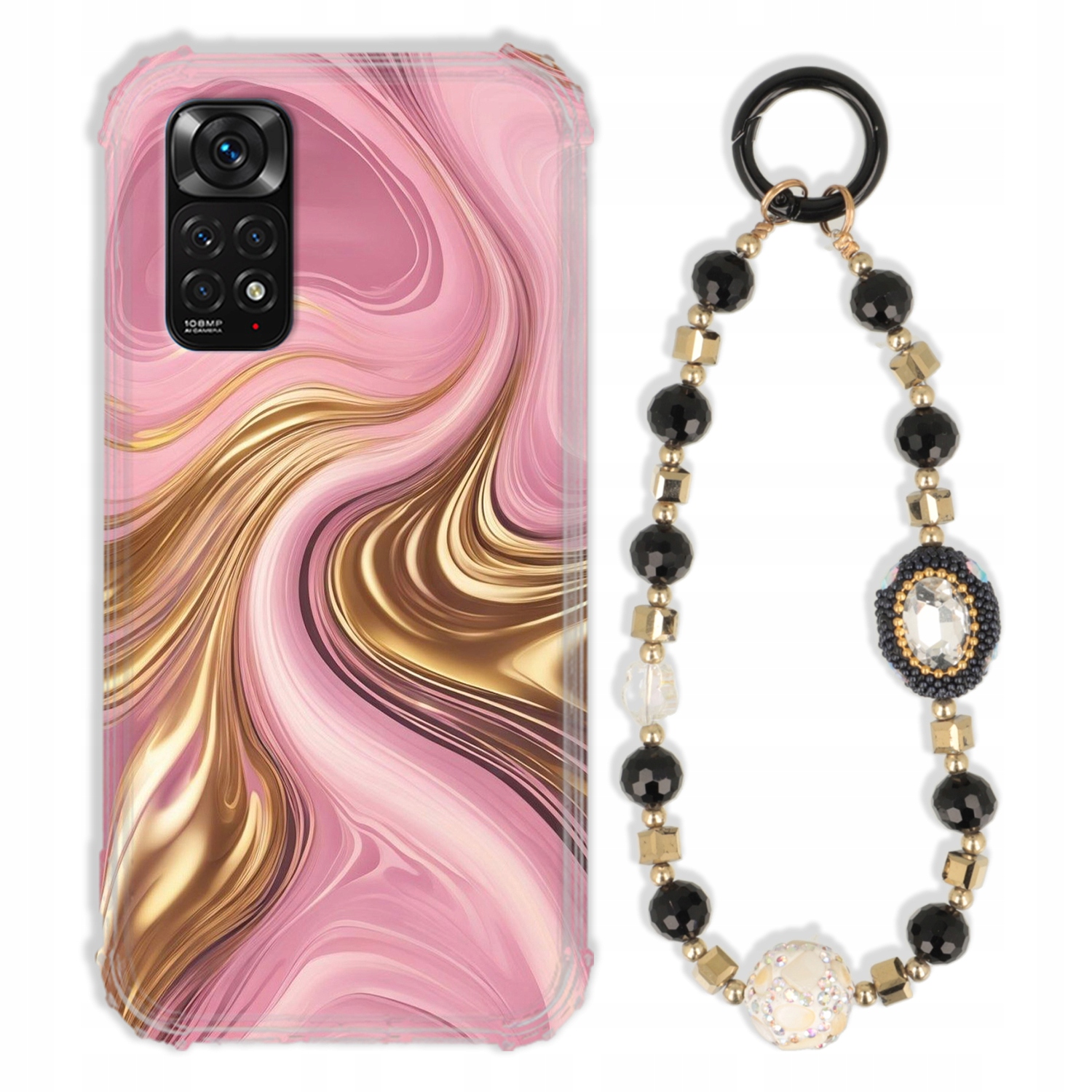 Puzdro Pre Xiaomi Redmi Note 11T 5G Antishock Zirkóny Čierno Zlaté|pevné|