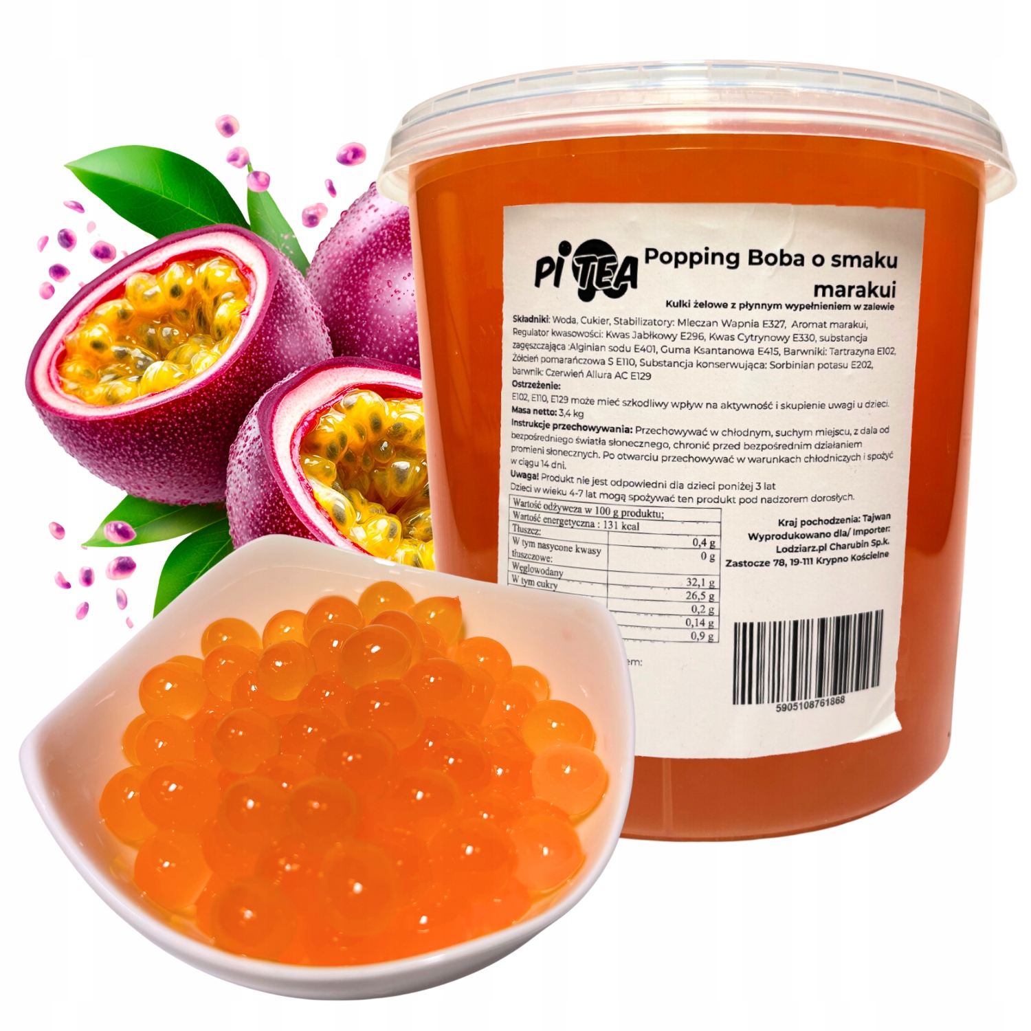 Levně Kuličky na Bubble Tea praskající popping boby 3,4 kg Marakuja