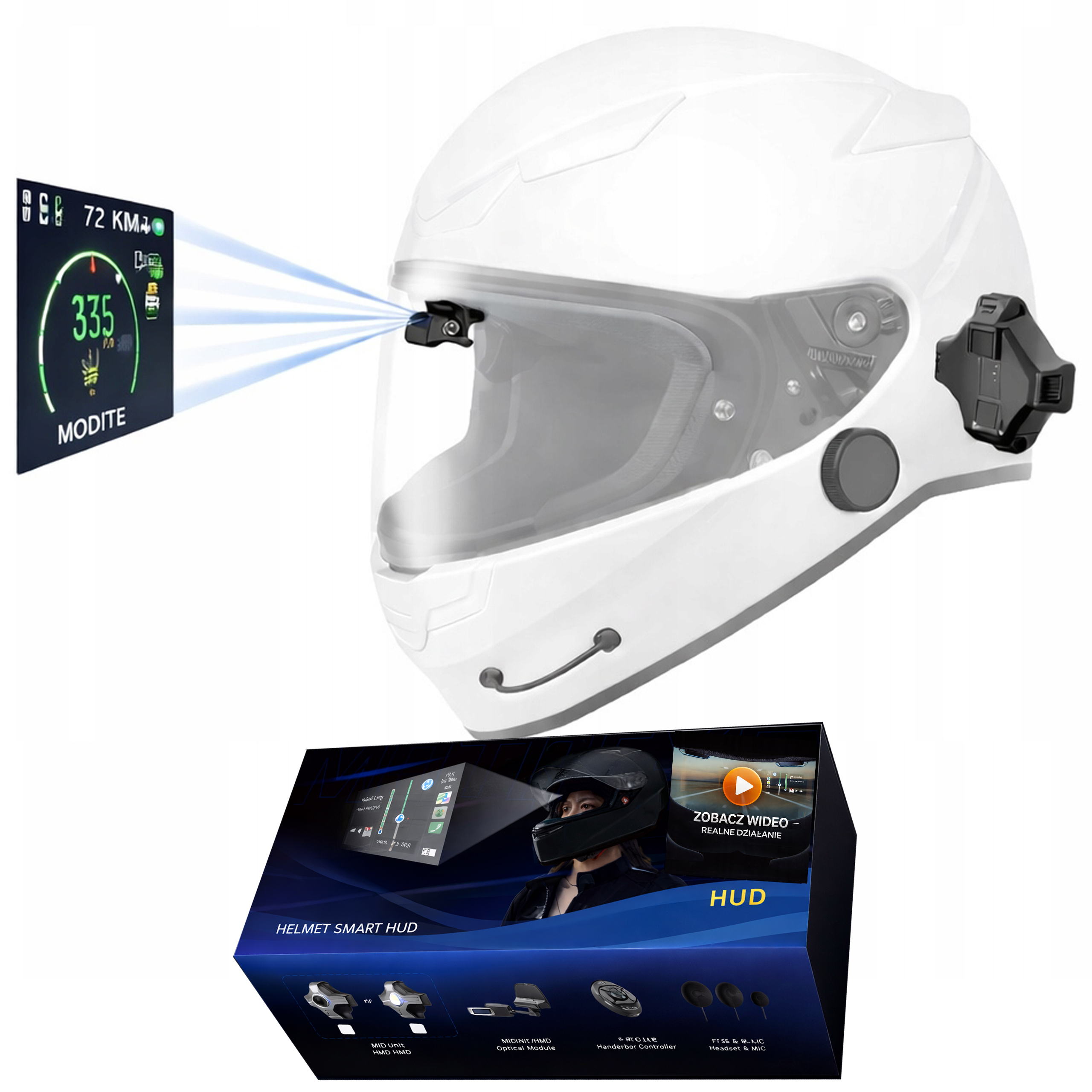 MotoEye E6 Hud Ar Sony micro-OLED interkom Mesh, prémiová cúvacia kamera