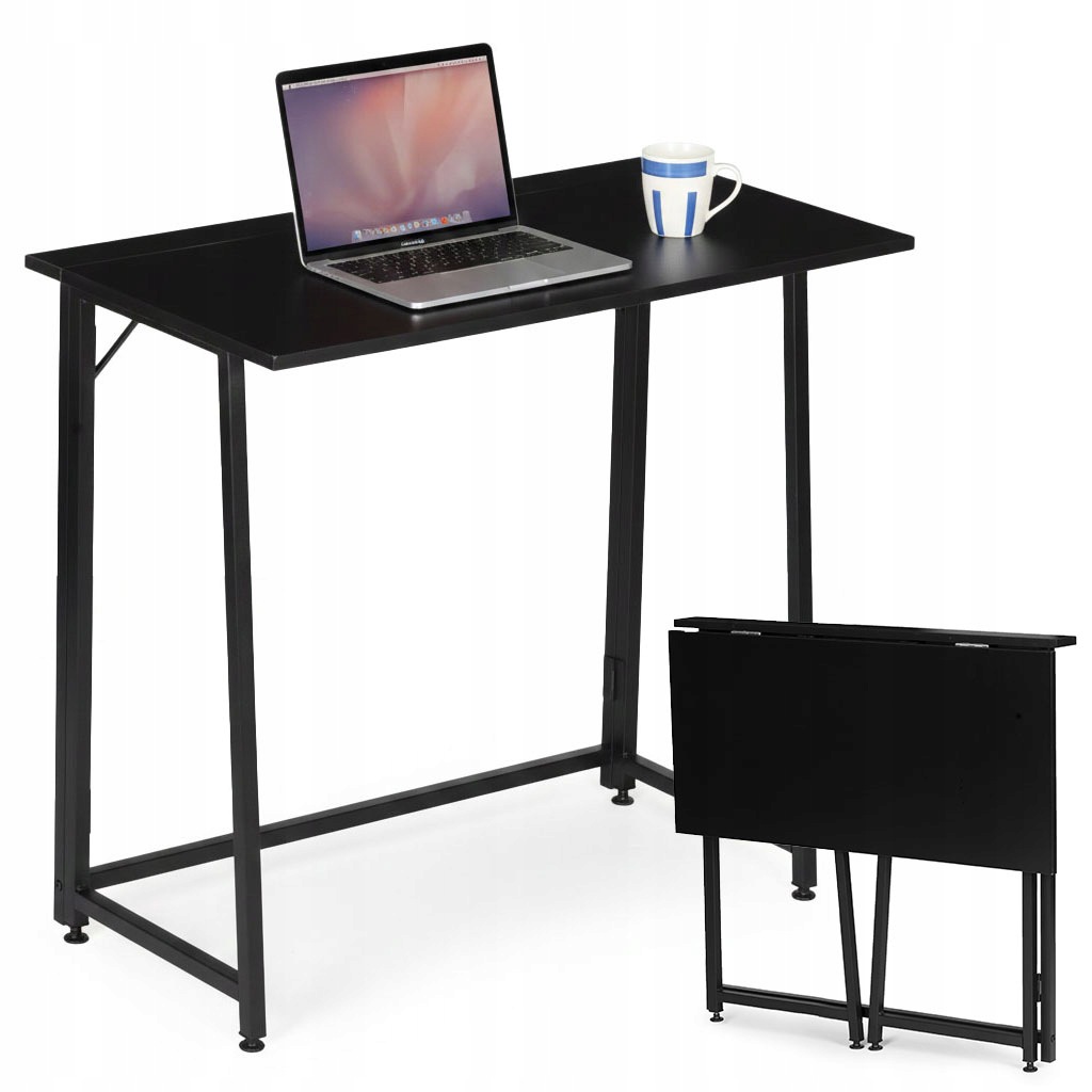 Skládací počítačový stůl 80x45 cm, černý stolek pod notebook ModernHome