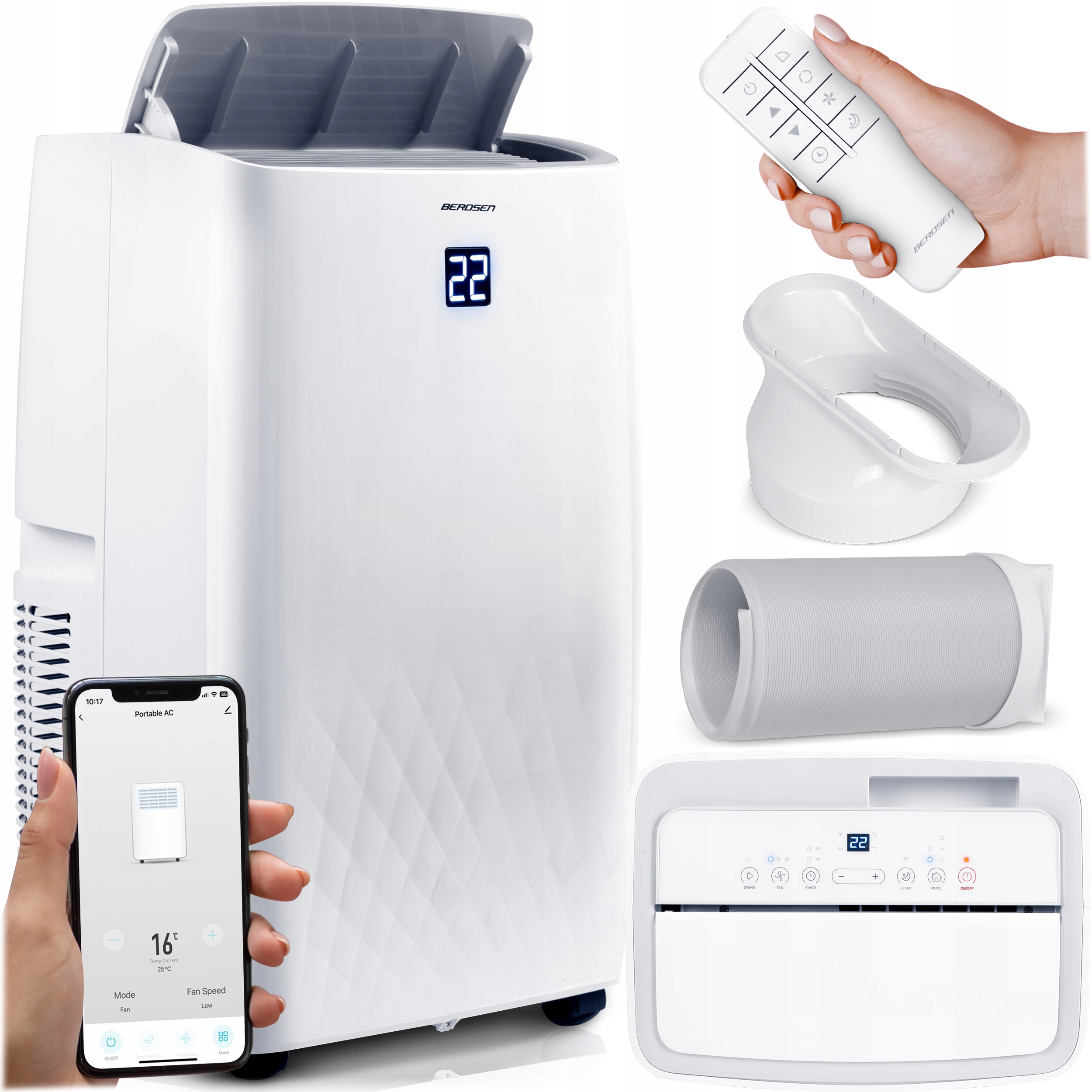 Prenosný klimatizátor s funkciou vykurovania 4 kW Odvlhčovač 34 l/24 h WiFi BD-581