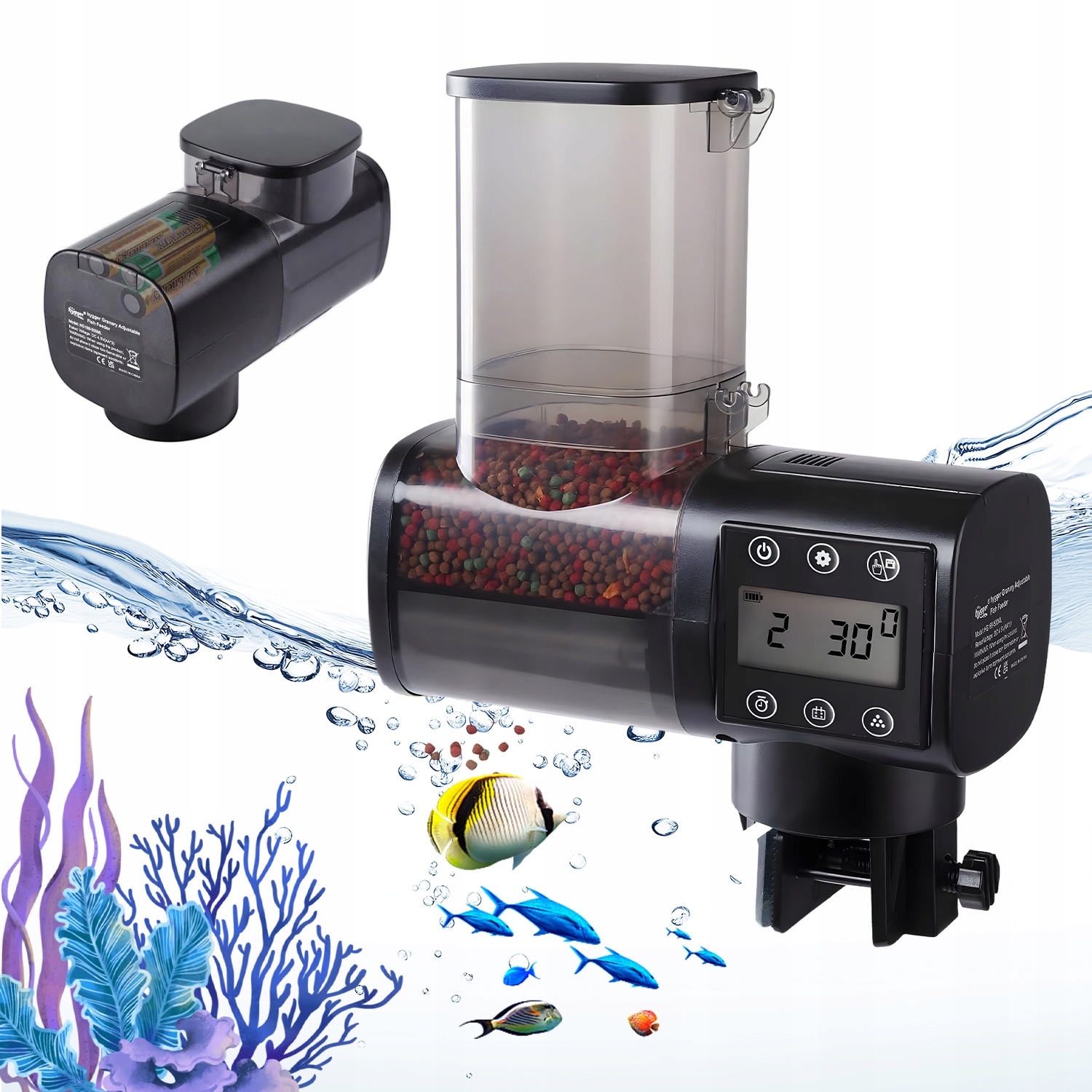 Levně Automatické Krmítko Pro Ryby LCD Dávkovač Krmítko Pro Ryby 500 ML