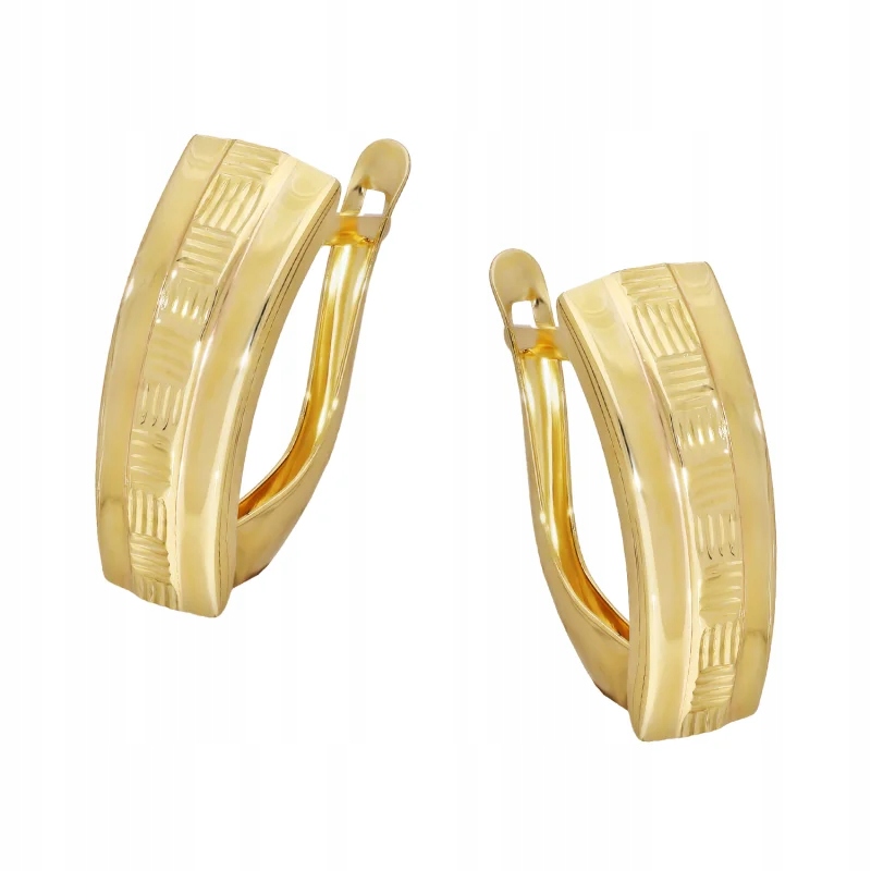 náušnice zlaté 585 elegantní gravírované plechy ideální jako dárek 1.96 g