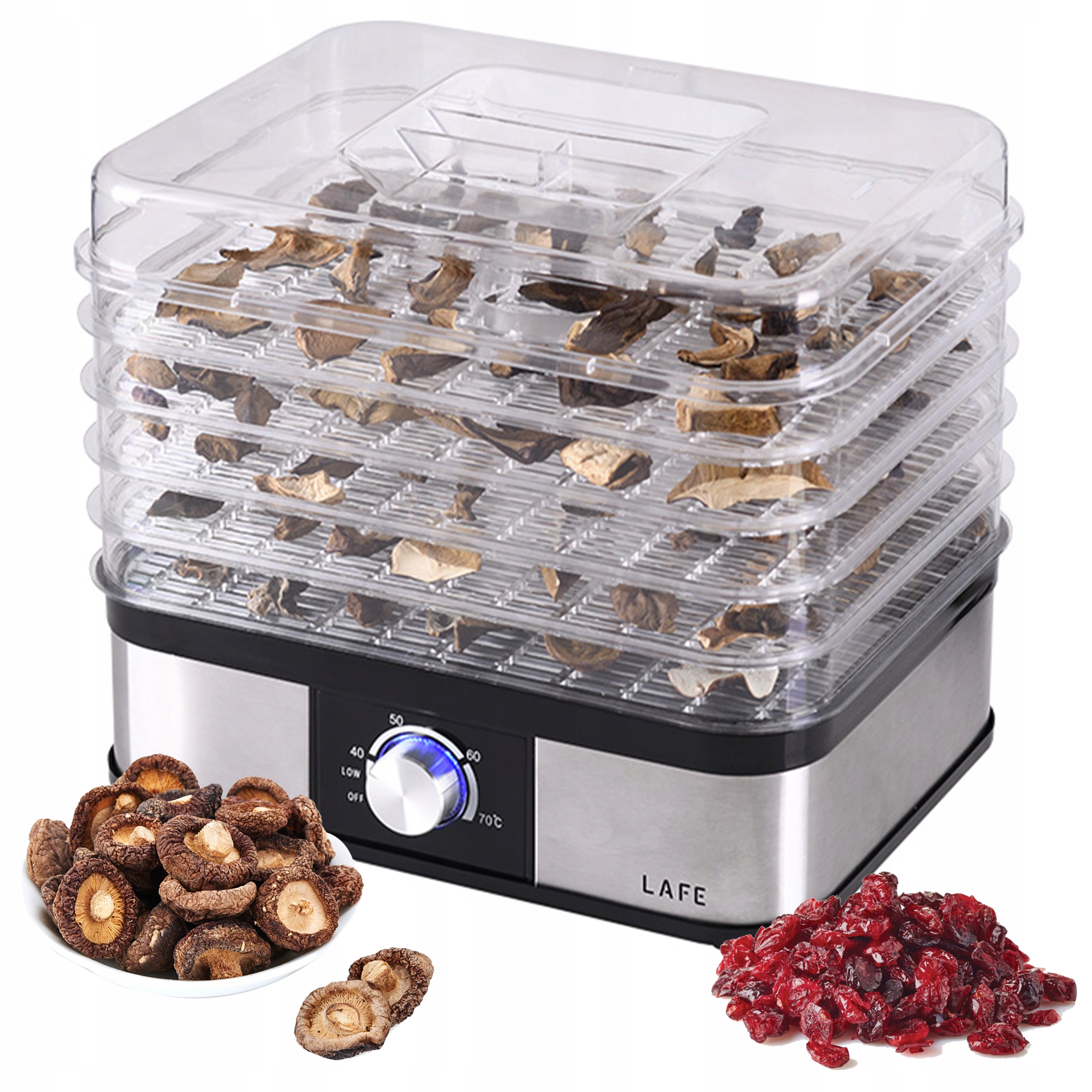 Velká sušička na houby a ovoce Zeleniny Bylinky Maso Rostlin 5 Tac 250W 40-70°C