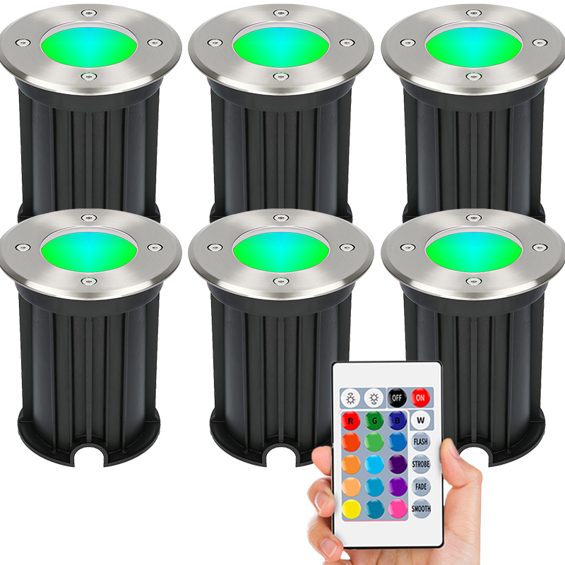 11xOKRĄGŁA Oprawa Lampa Najazdowa Ogrodowa Na Chodnik Rgb Sterowana Pilotem