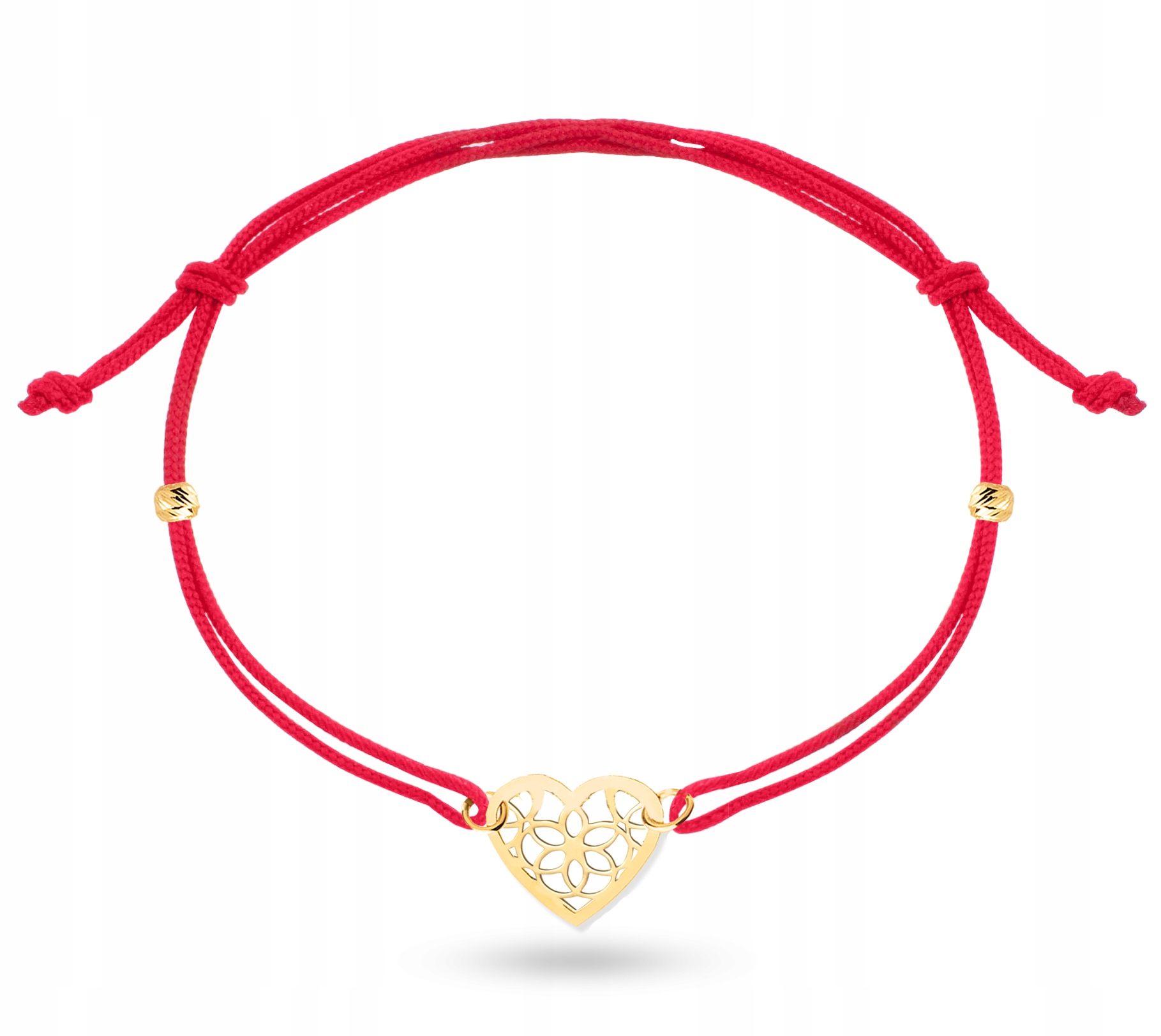 

Złota Bransoletka Sznurek Kulki Serce 585