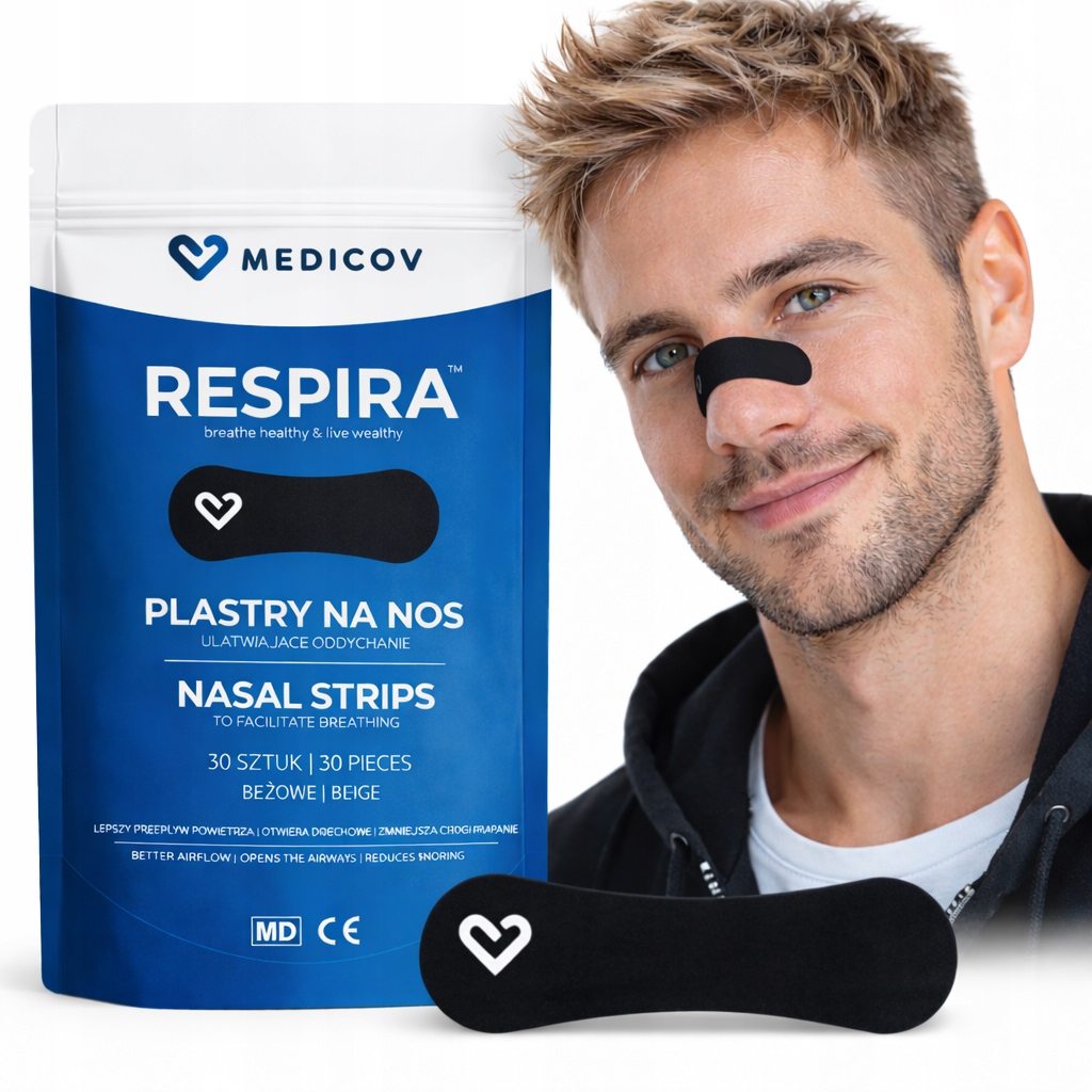 PLASTRY NA NOS RESPIRA LEPSZE ODDYCHANIE SEN TRENING CHRAPANIE SPORT 30 szt