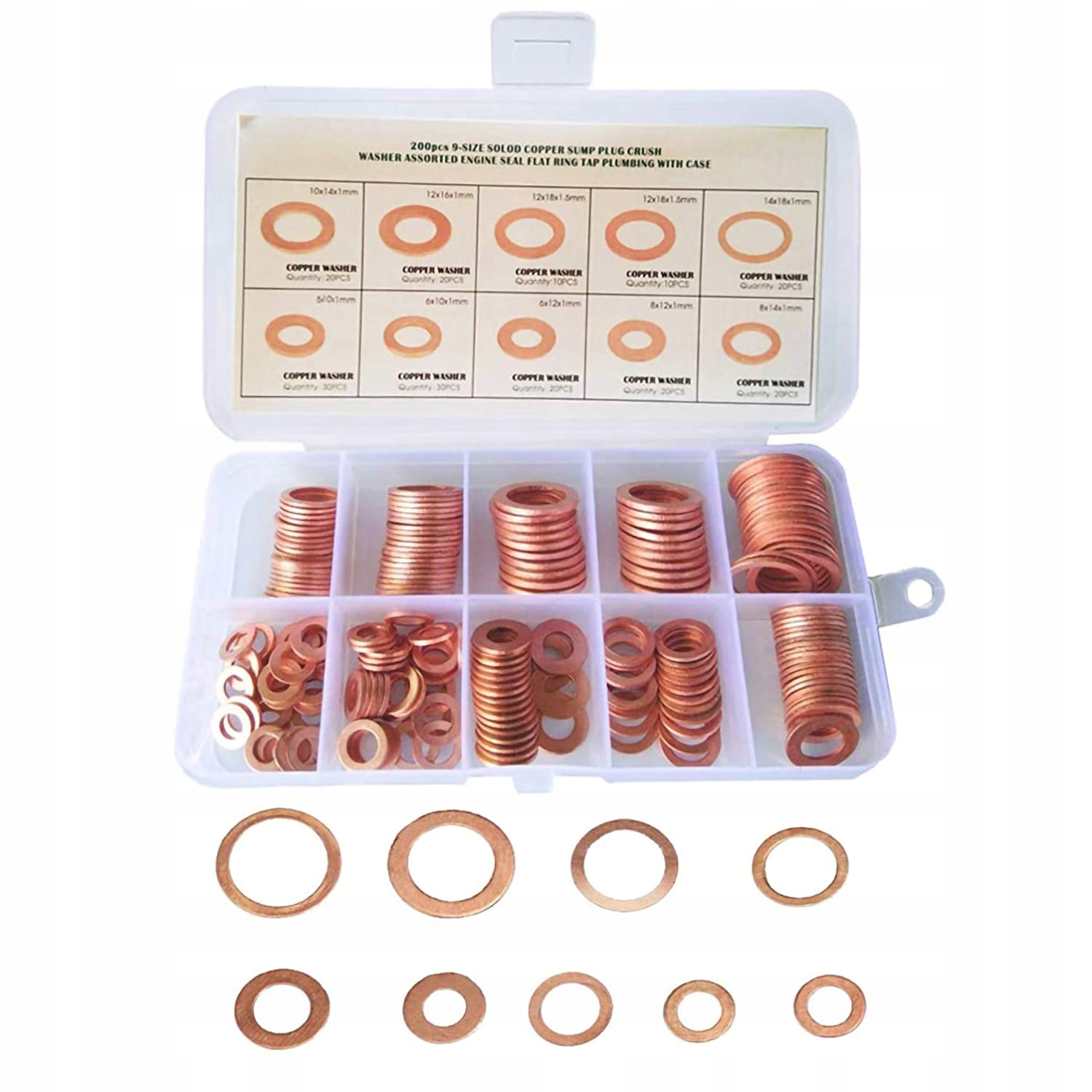 

Zestaw 200 Szt Podkładki Miedziane Uszczelki Miedź