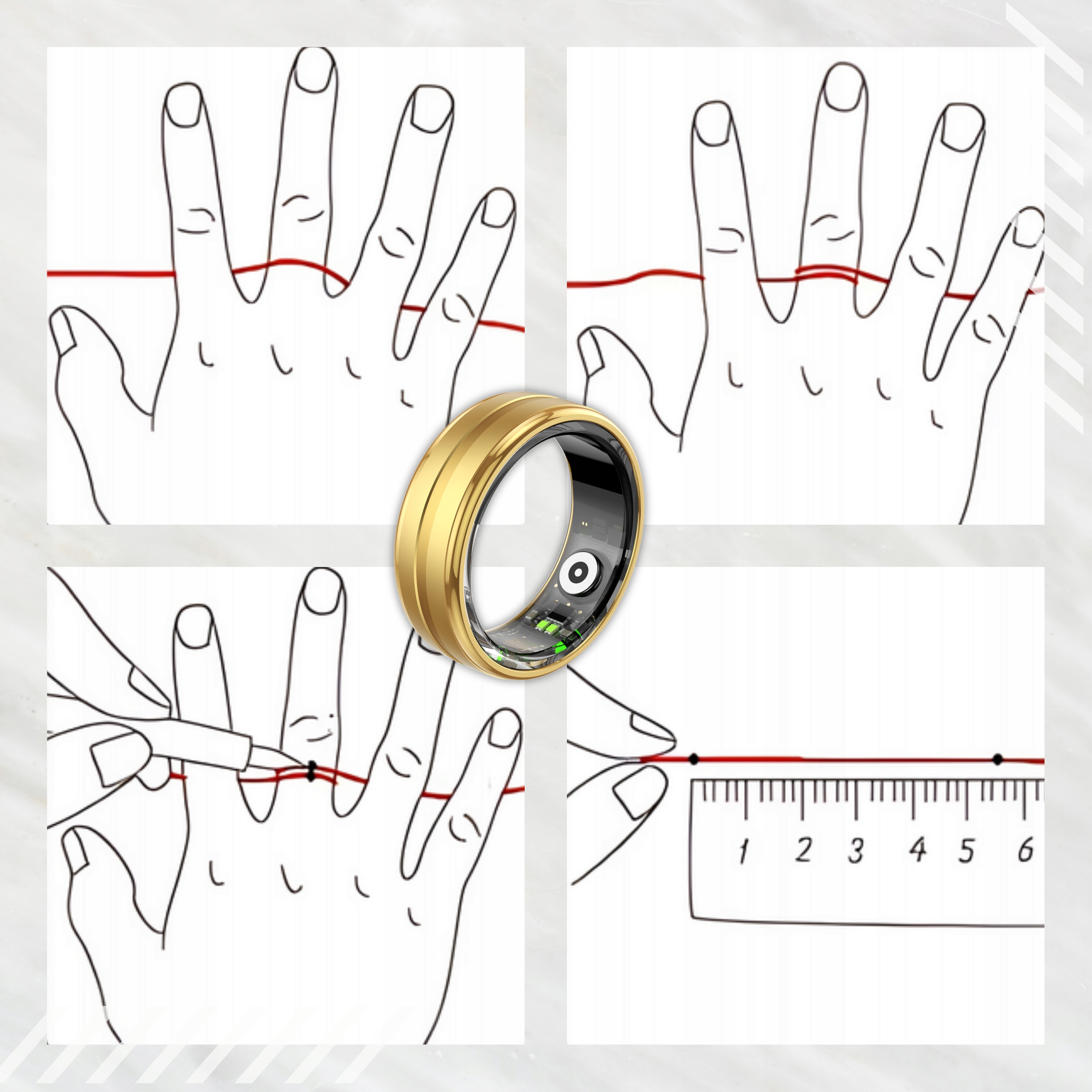 Smart Ring Inteligentny Pierścień Tryby Sportowe Kroki Kalorie Tętno Sen Rozmiar 25