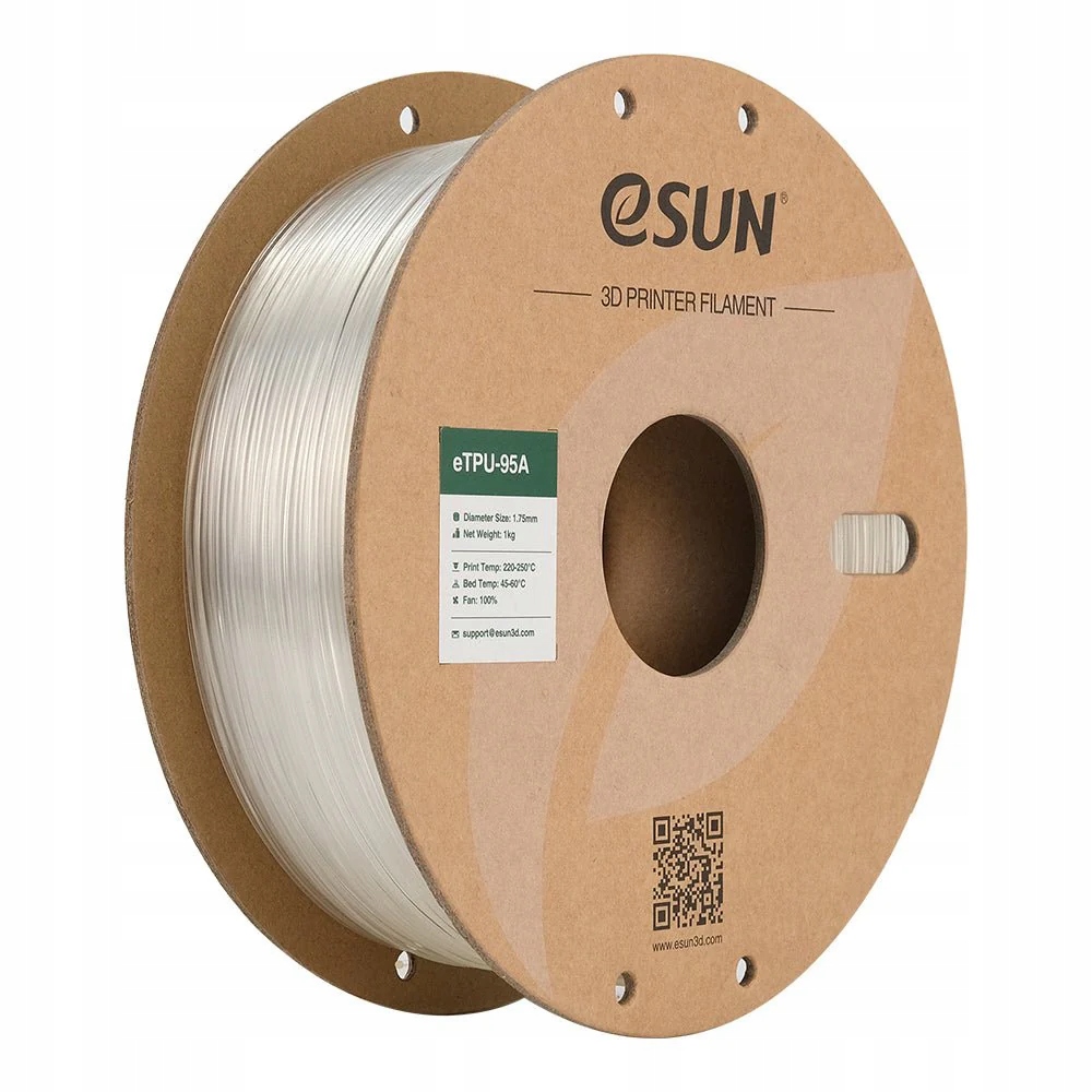 eSun TPU-95A Filament průhledný 1.75 mm 1 kg papírová cívka