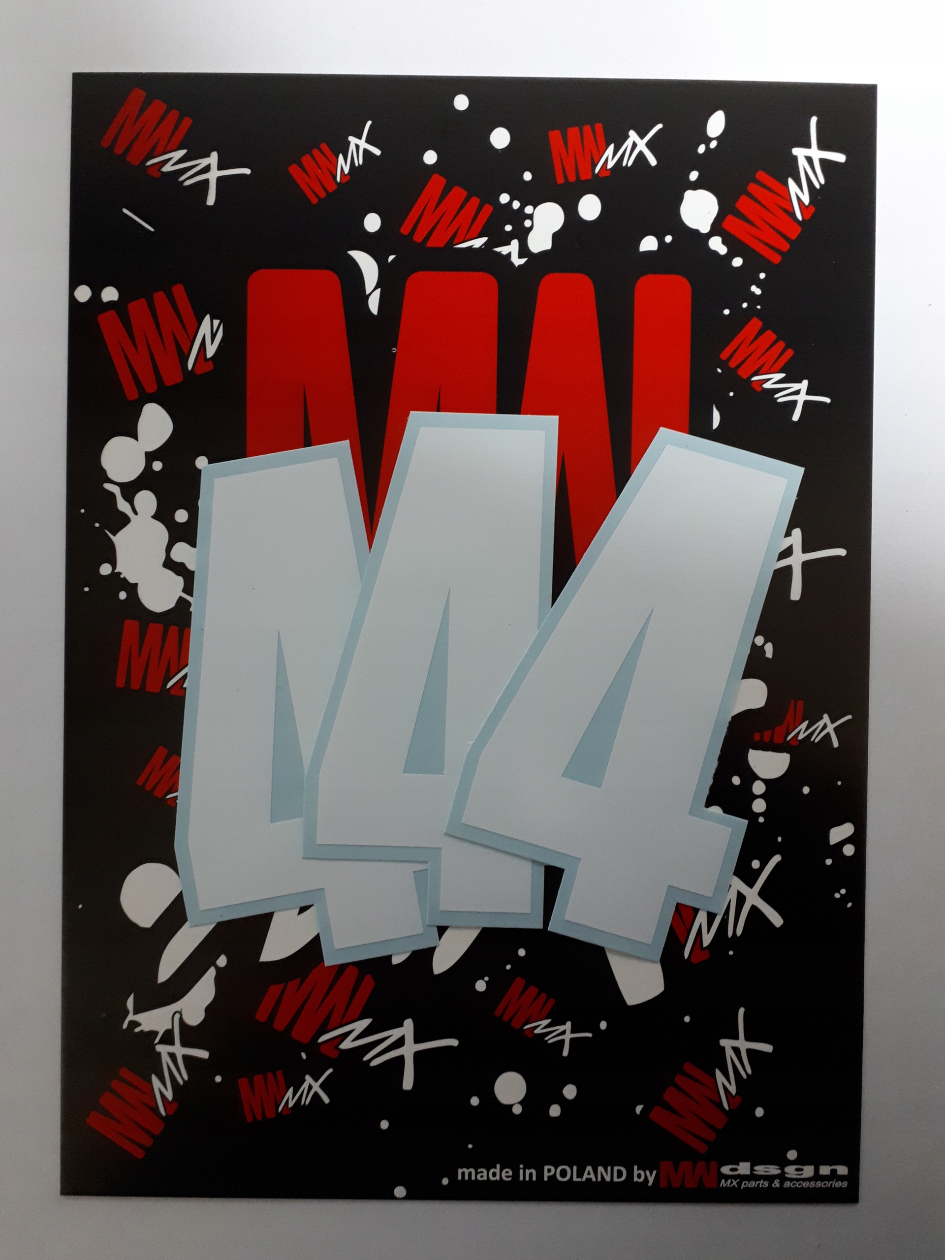 NUMER STARTOWY NAKLEJKI NR 4 130mm BIAŁE 3SZT proste