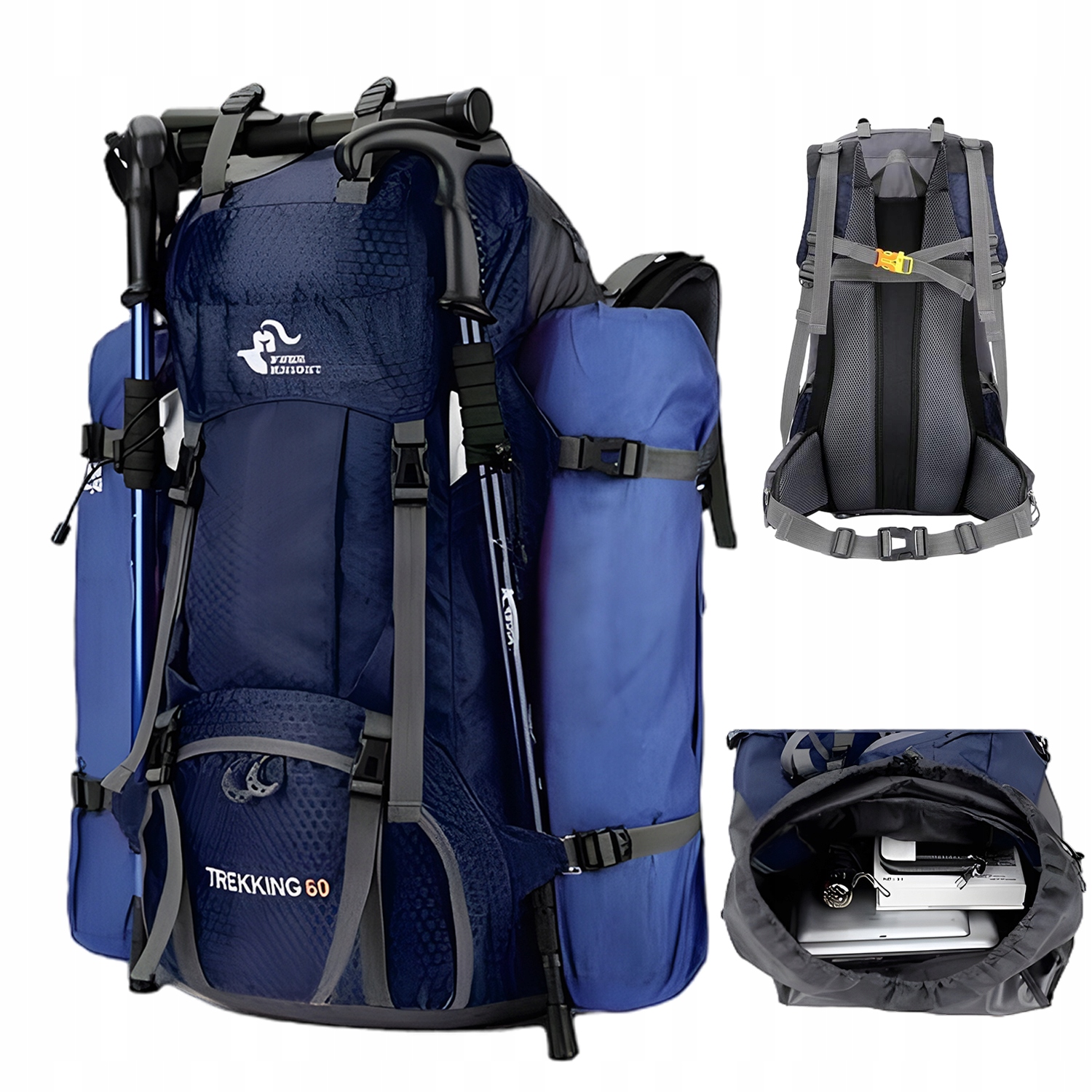 Plecak Turystyczny Sportowy Trekkingowy Miejski Woodporny Na Rower 60L