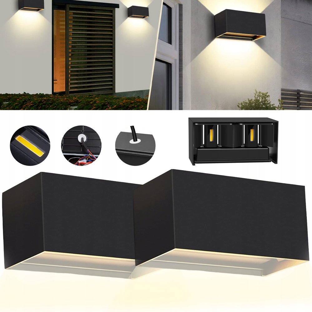 2KS Venkovní Nástěnná Lampa 20W 3000K Hliníková Nástěnná Lampa Do Zahrady