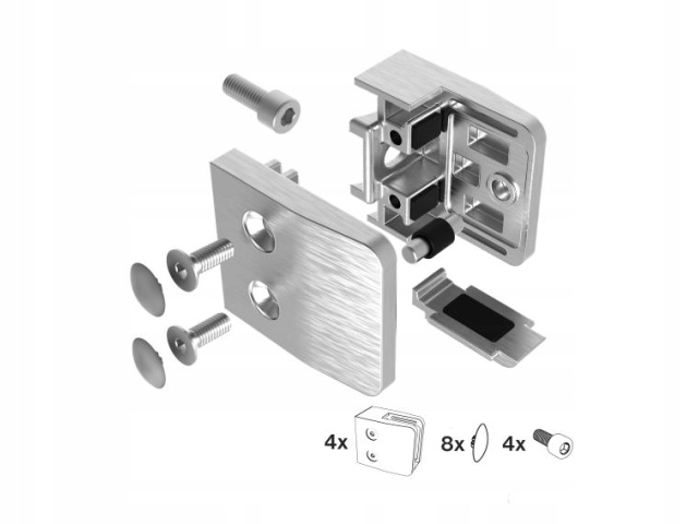 4KS Držák Na Sklo Model 26 Plochý Se Zámkem