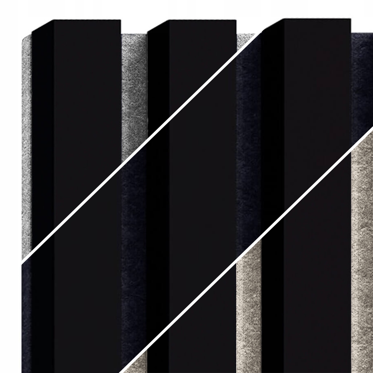 Lamele Czarny Mat na czarnym filcu Długość 275 cm