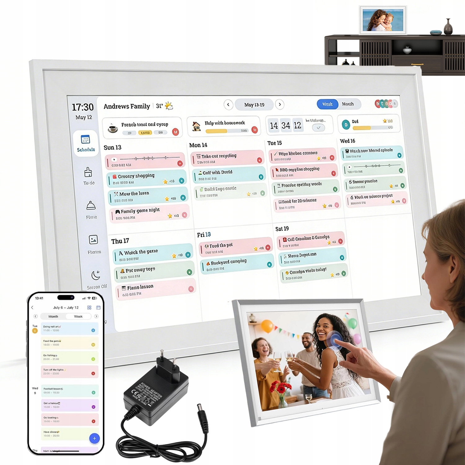 Rámeček Digitální Na Fotografie Wifi 32GB 15.6" Dotykový Fotorámeček Hd Videa