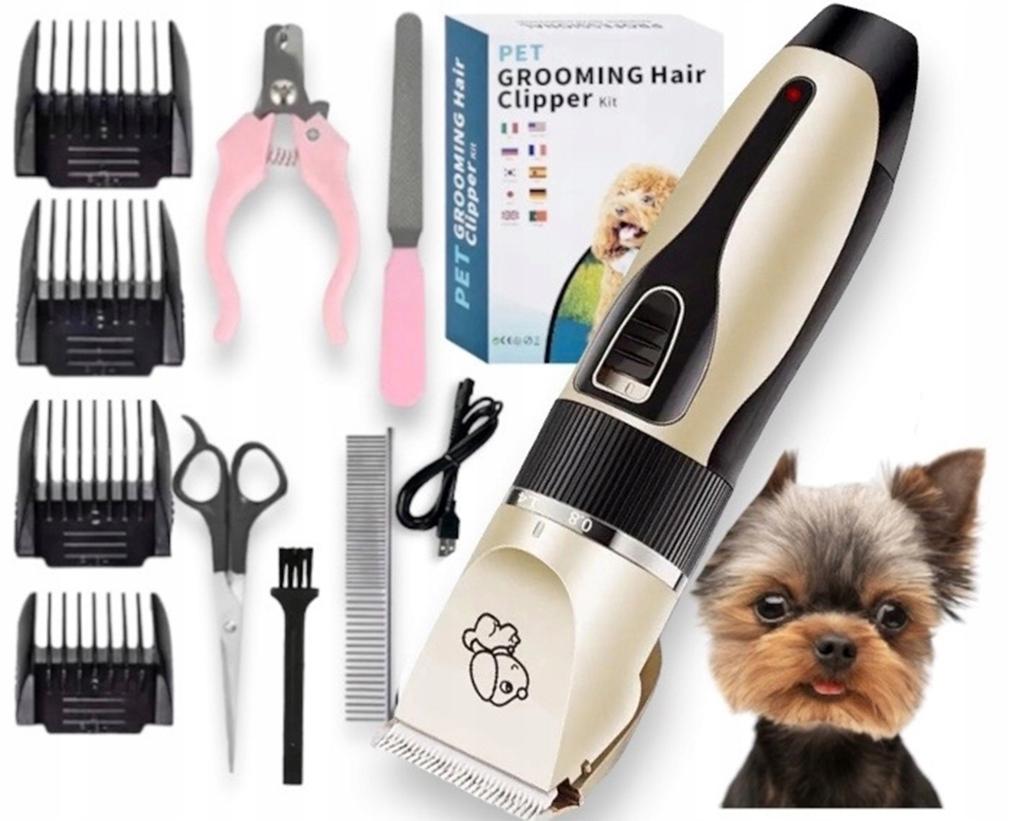 MASZYNKA DO STRZYŻENIA PSÓW PSA KOTA ZWIERZĄT ZESTAW CICHA PROFESJONALNA